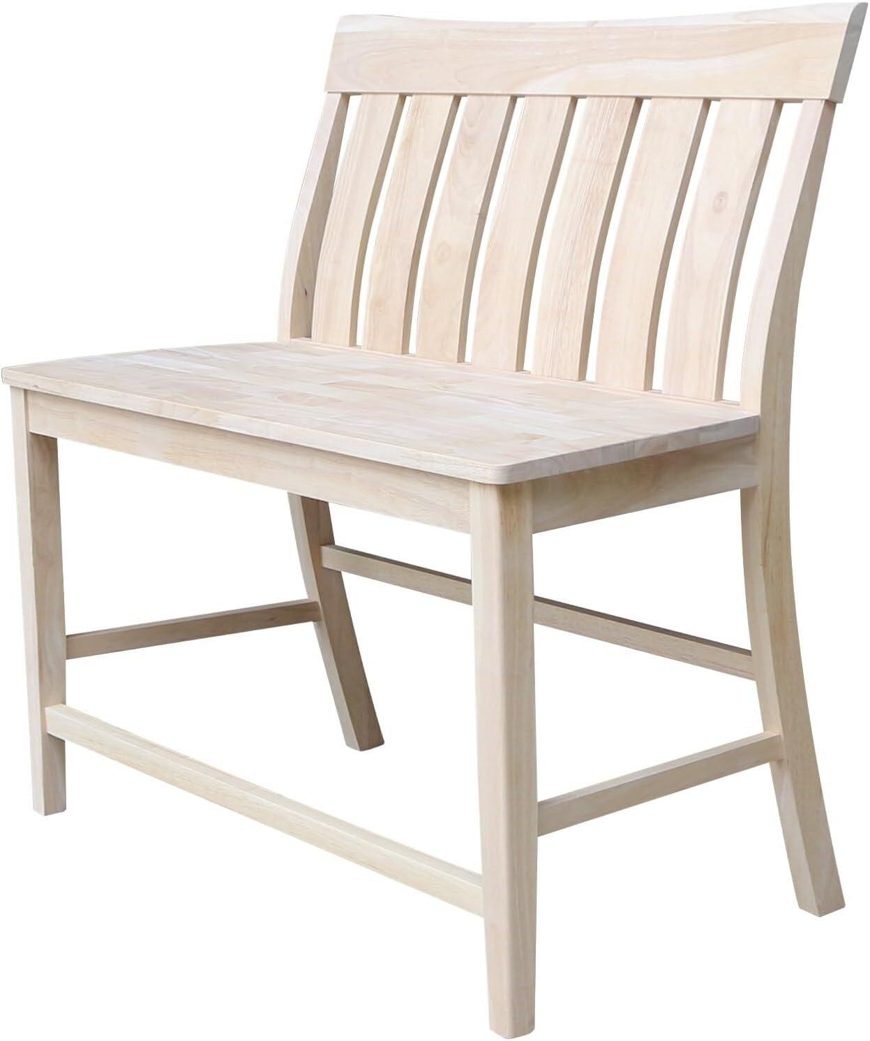 Armless Solid Wood Ava Tall Bench with a Seat Height of 24" in a Natural Color