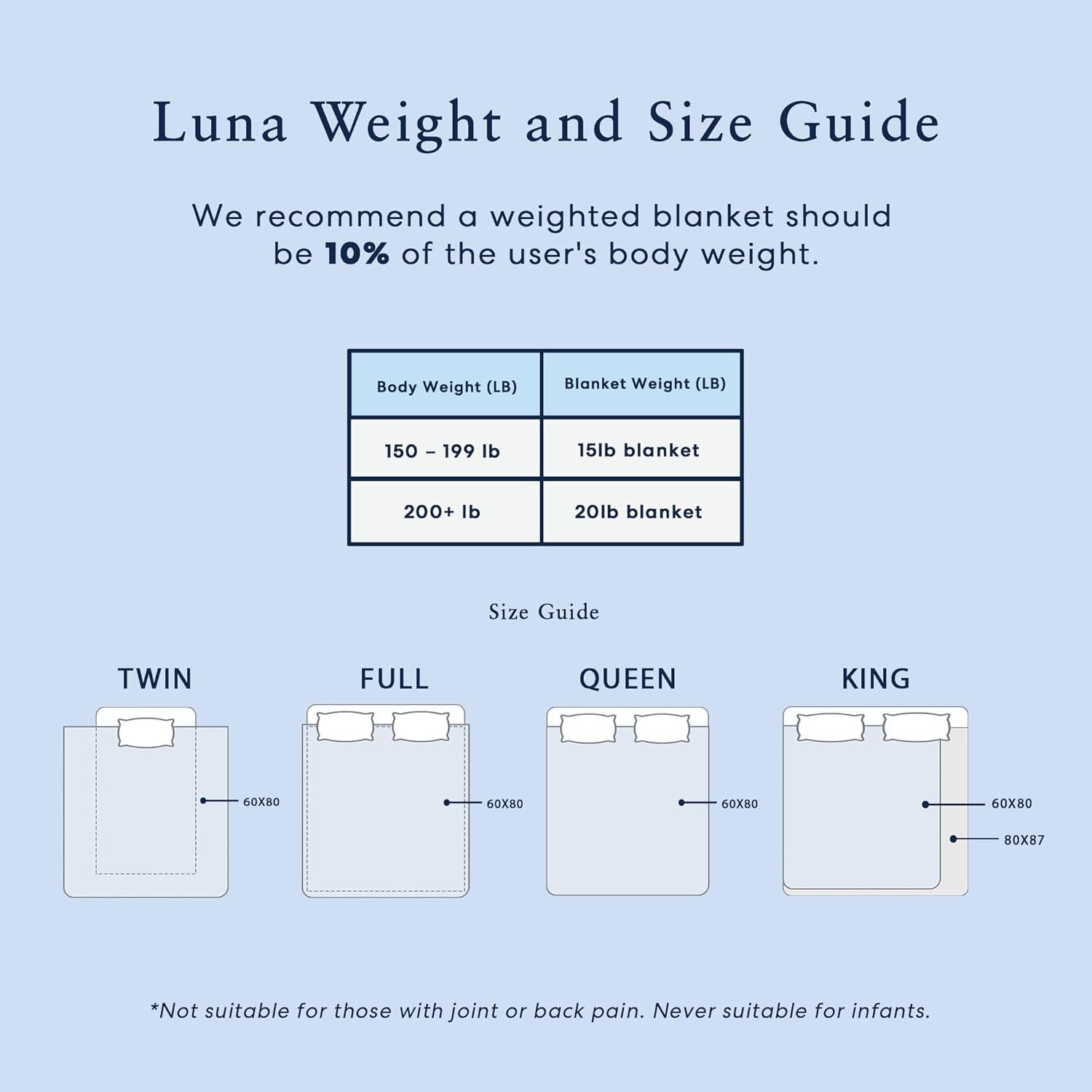 Luna Luxe Cotton Weighted Blankets for Kids & Adults - 100% Oeko-Tex Cotton Weighted Blanket - Soft, Comfortable, & Breathable Travel Blanket - All-Season, Winter Premium Gift Ideas