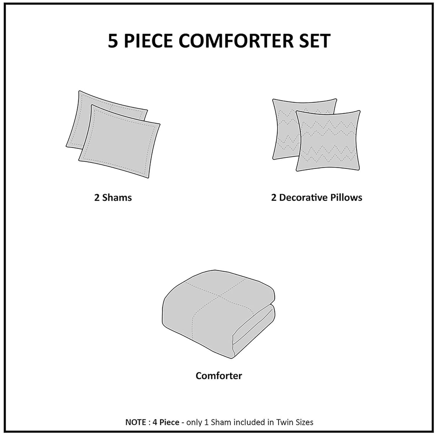 Madison Park Allegany 5 Piece Jacquard Comforter Set