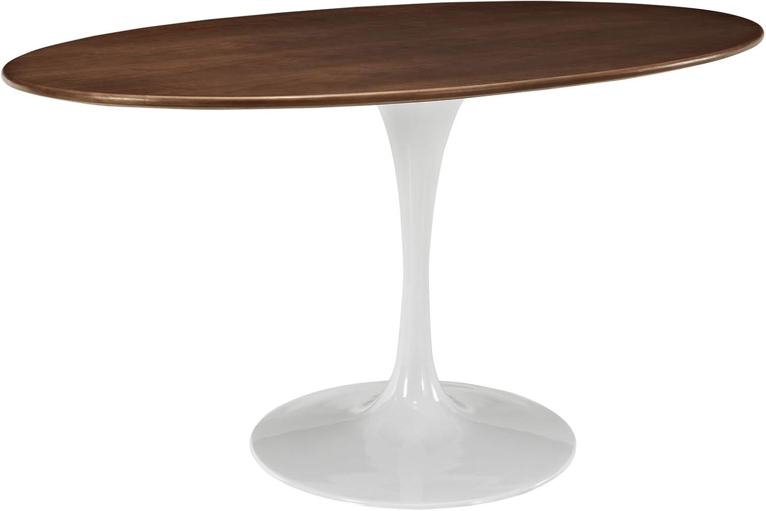 Modway Lippa 60" x 35" Oval Modern Wood Dining Table in Walnut