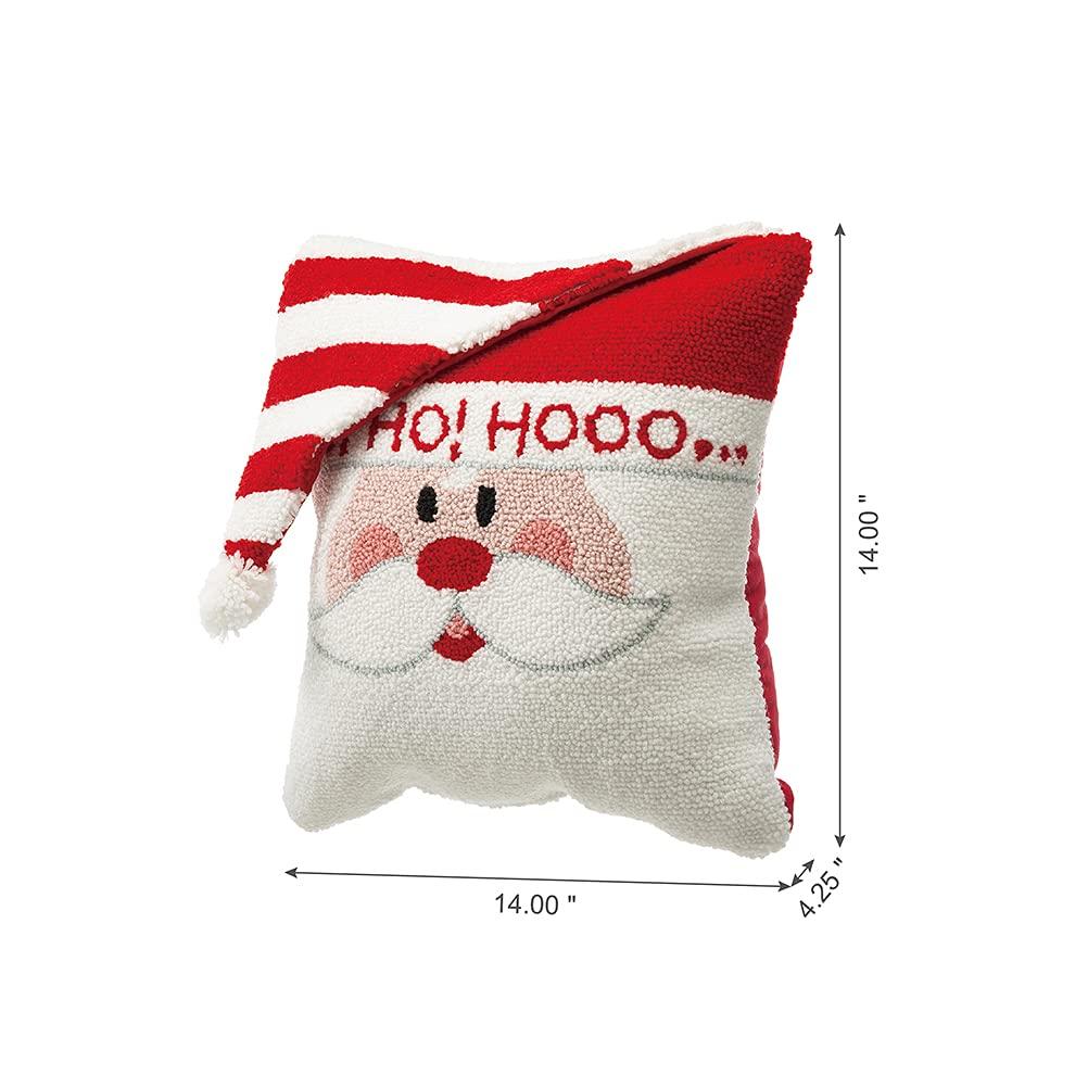 13.75" Red and White Unique Hooked 3D Snowman Pillow