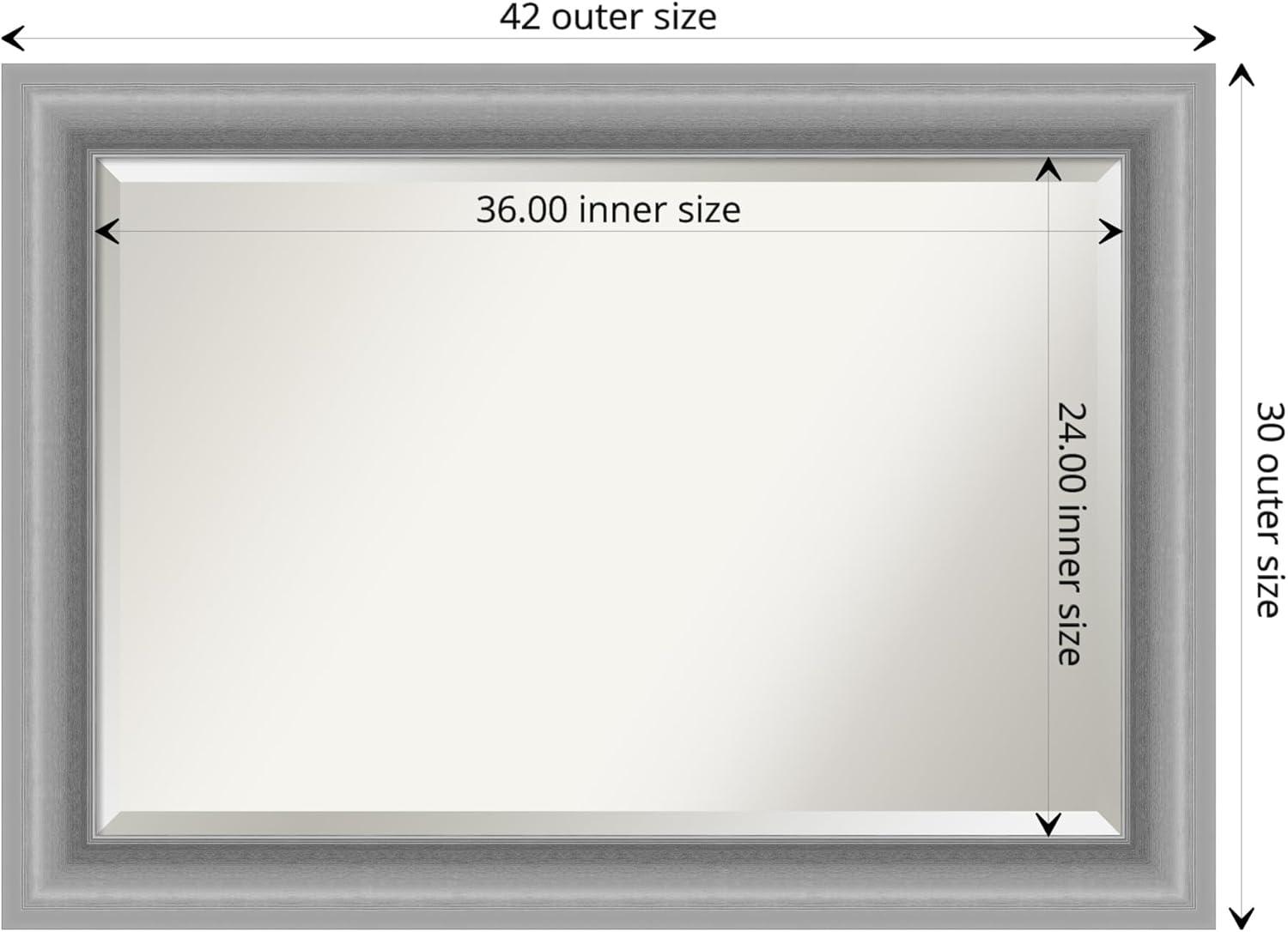 Peak Polished Silver 42x30 Rectangular Wall Mirror