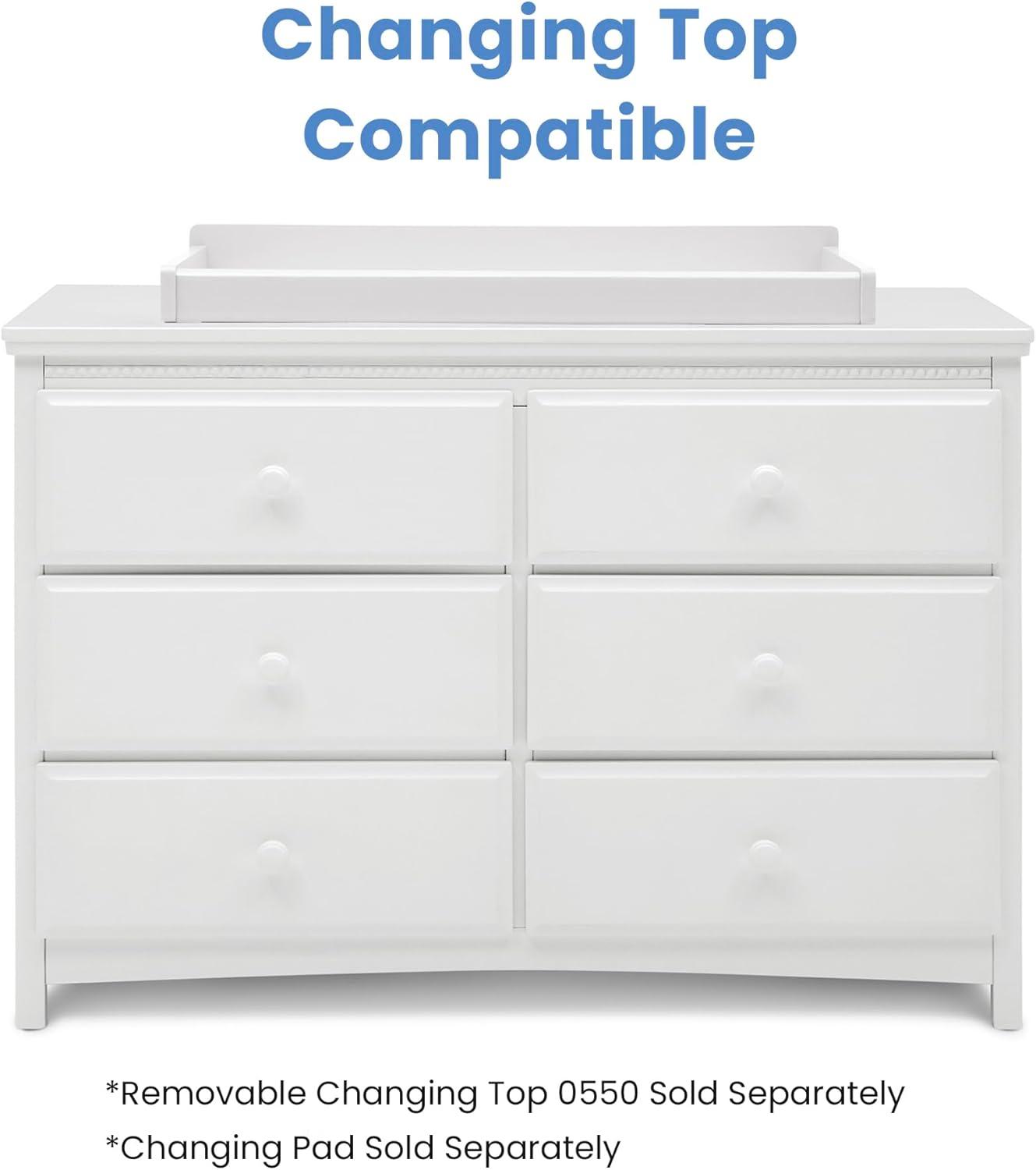 Bianca White 6-Drawer Nursery Dresser with Interlocking Drawers