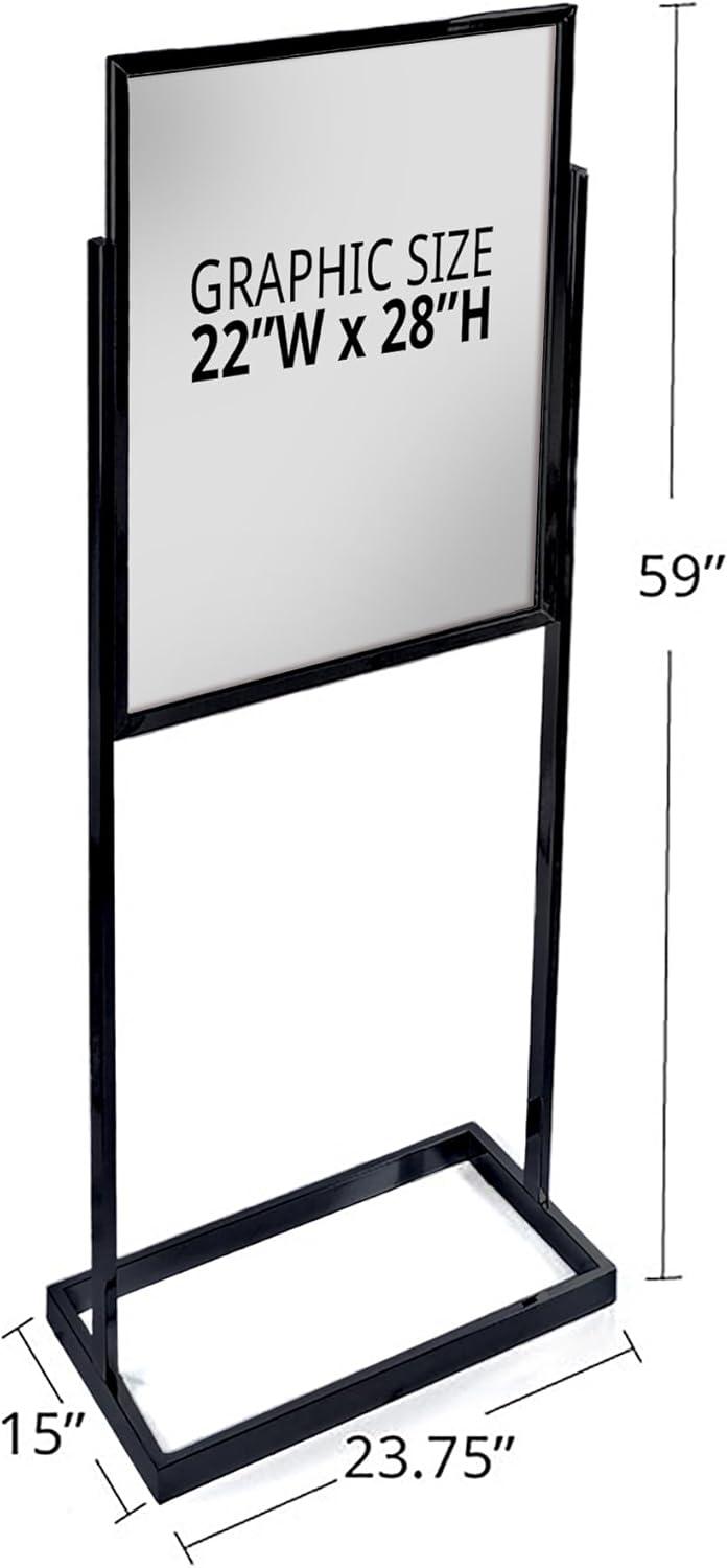 Azar Displays Black Poster Floor Stand 22"W x 28"H on Wide Base
