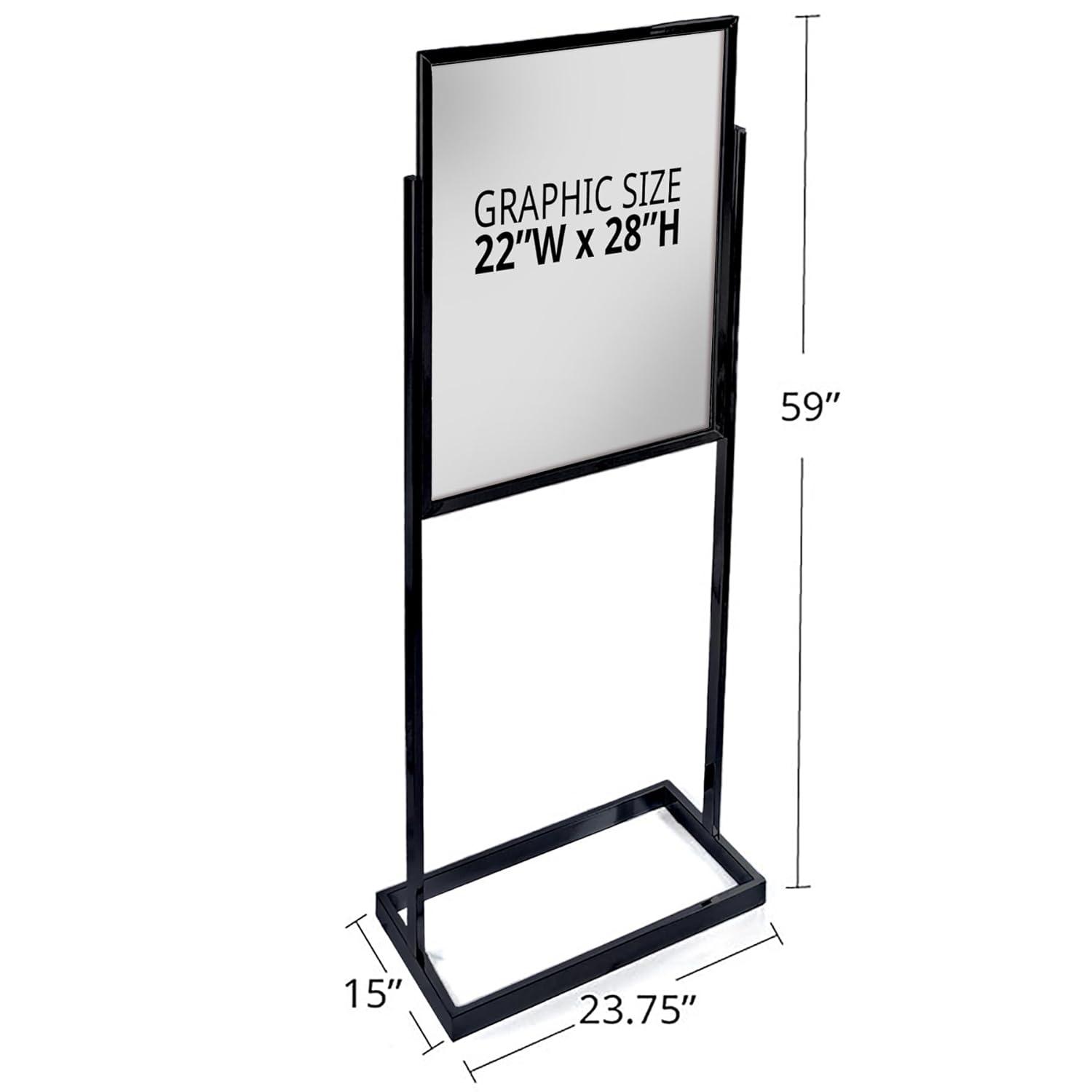 Azar Displays Black Poster Floor Stand 22"W x 28"H on Wide Base