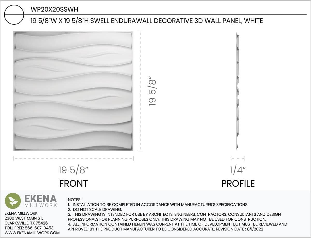 Ekena Millwork 19 5/8"W x 19 5/8"H Swell EnduraWall Decorative 3D Wall Panel