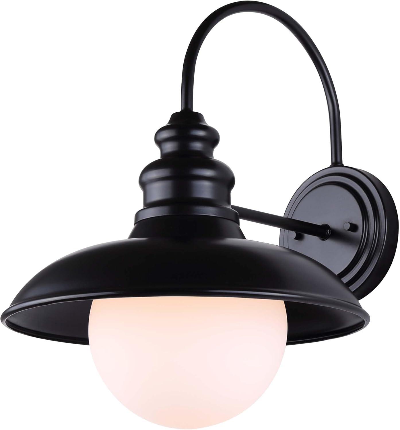 Matte Black Outdoor Sconce with Opal Glass Shade