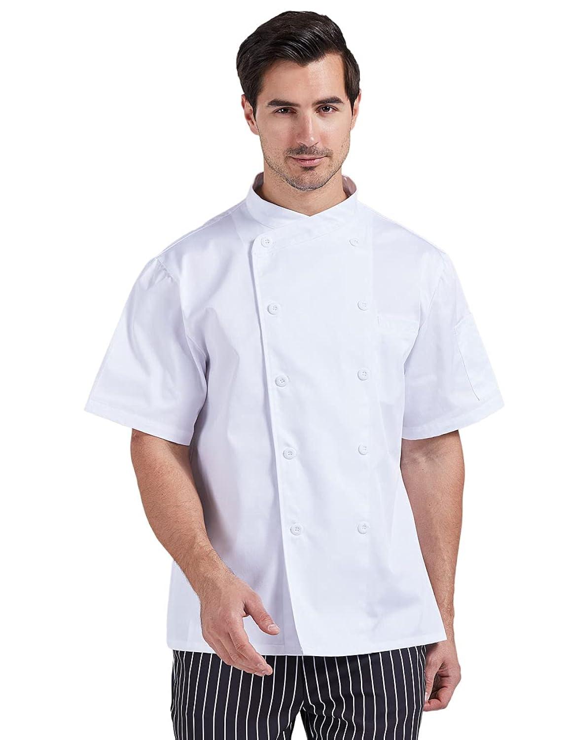 Men's White Short Sleeve Button Chef Coat