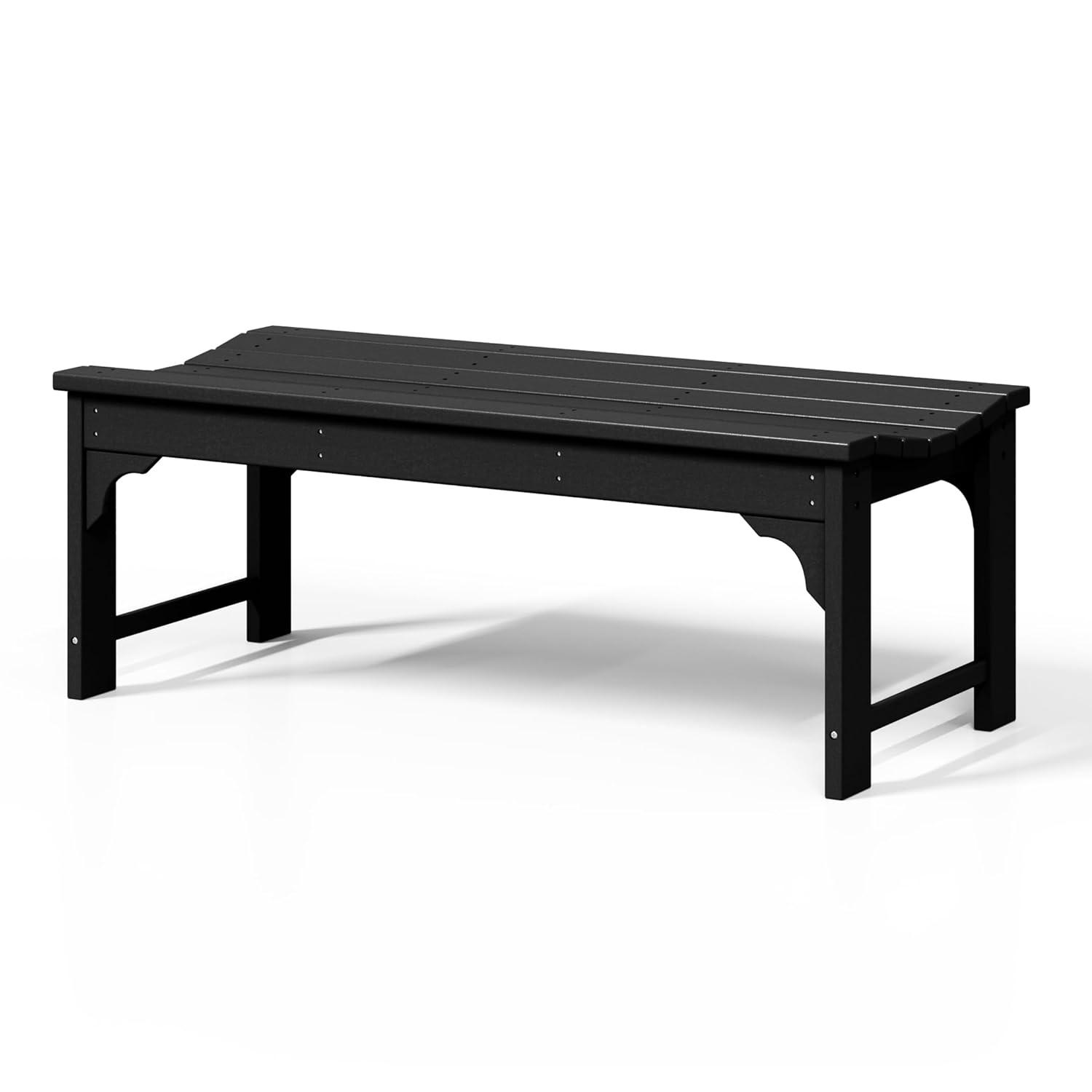 WestinTrends  Backless All-Weather Outdoor Bench for Patio Garden, Black