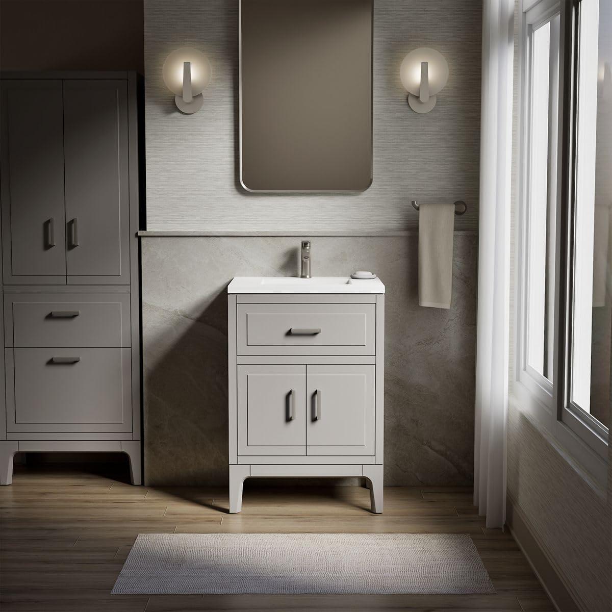 Seer 24" Freestanding Single Bathroom Vanity Cabinet with Sink and Quartz Top