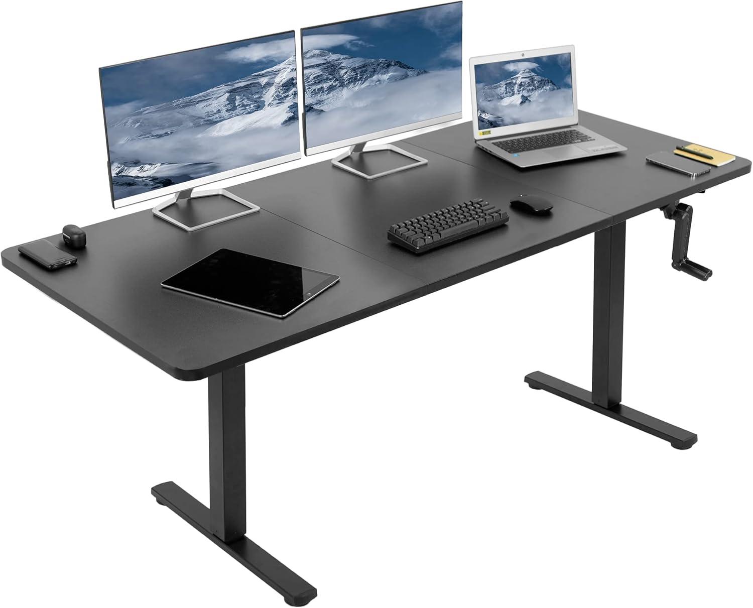 Black 71in x 30in Manual Height Adjustable Desk