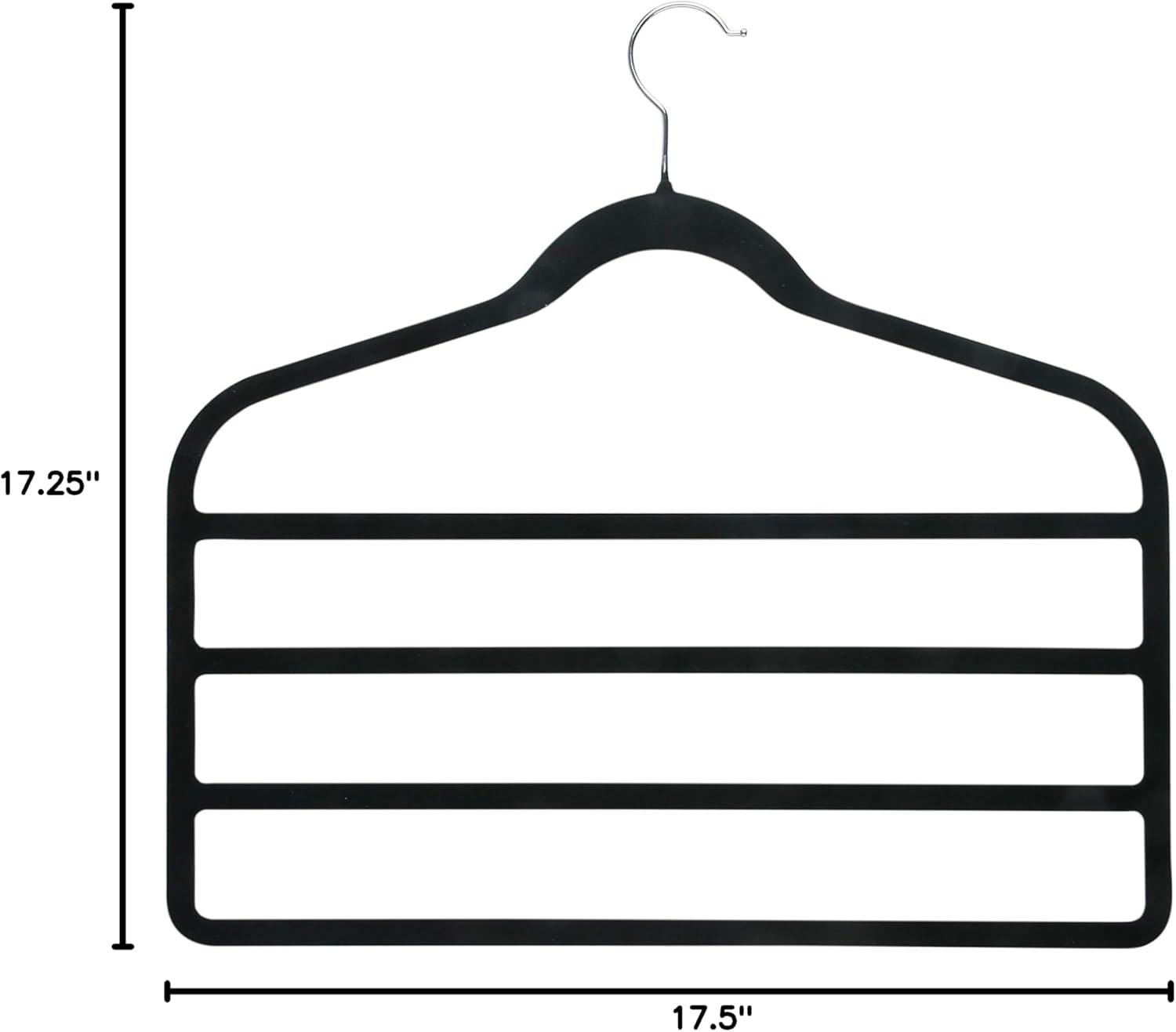 Black Velvet 4-Tier Non-Slip Pants Hangers, 4 Pack