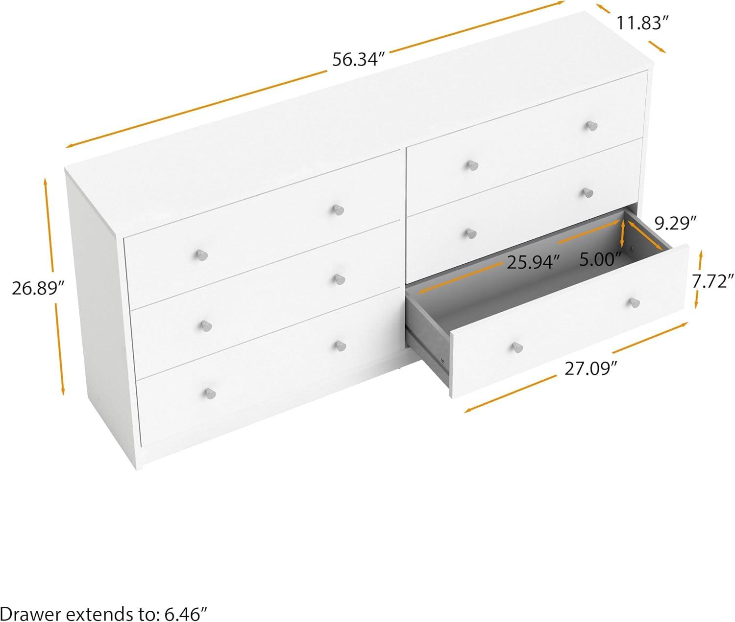 Tvilum Portland 6 Drawer Double Dresser, White