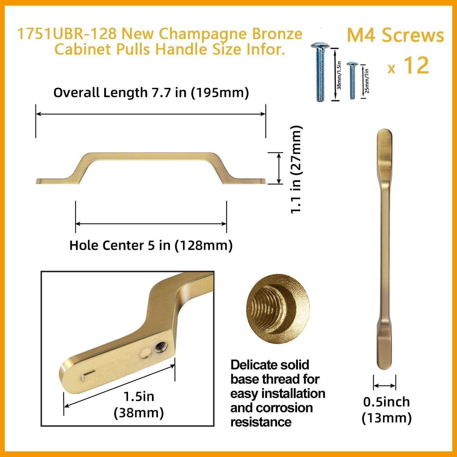 Goo-Ki 6 Pack 5" Hole Center Antique Bonze Cabinet Pulls - Antique Brass Drawer Pull for Dresser Cupboard , Vintage Bronze Bar Handles Kitchen Hardware for Bathroom Closet Wardrobe ,1751-GT-128