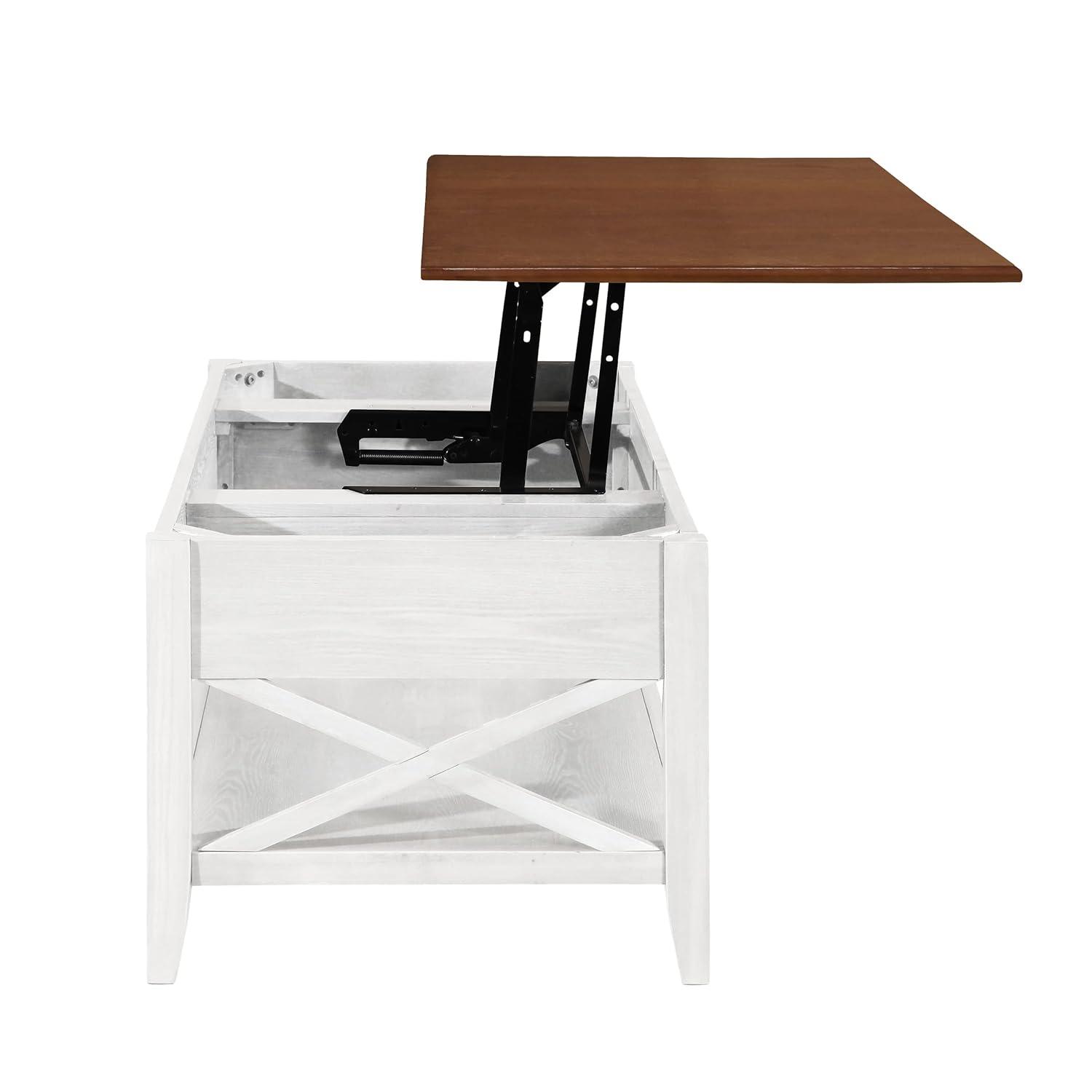 Decatur Farmhouse Lift Top Coffee Table with Storage, White - Christopher Knight Home