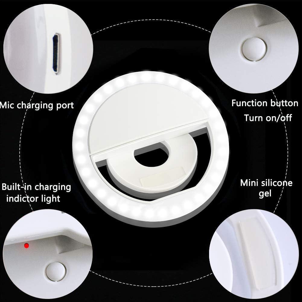 1Set Selfie Ring Light, Rechargeable Portable Clip-on Selfie Fill Light with 36 LED for Smart Phone Photography, Camera Video, Girl Makes up