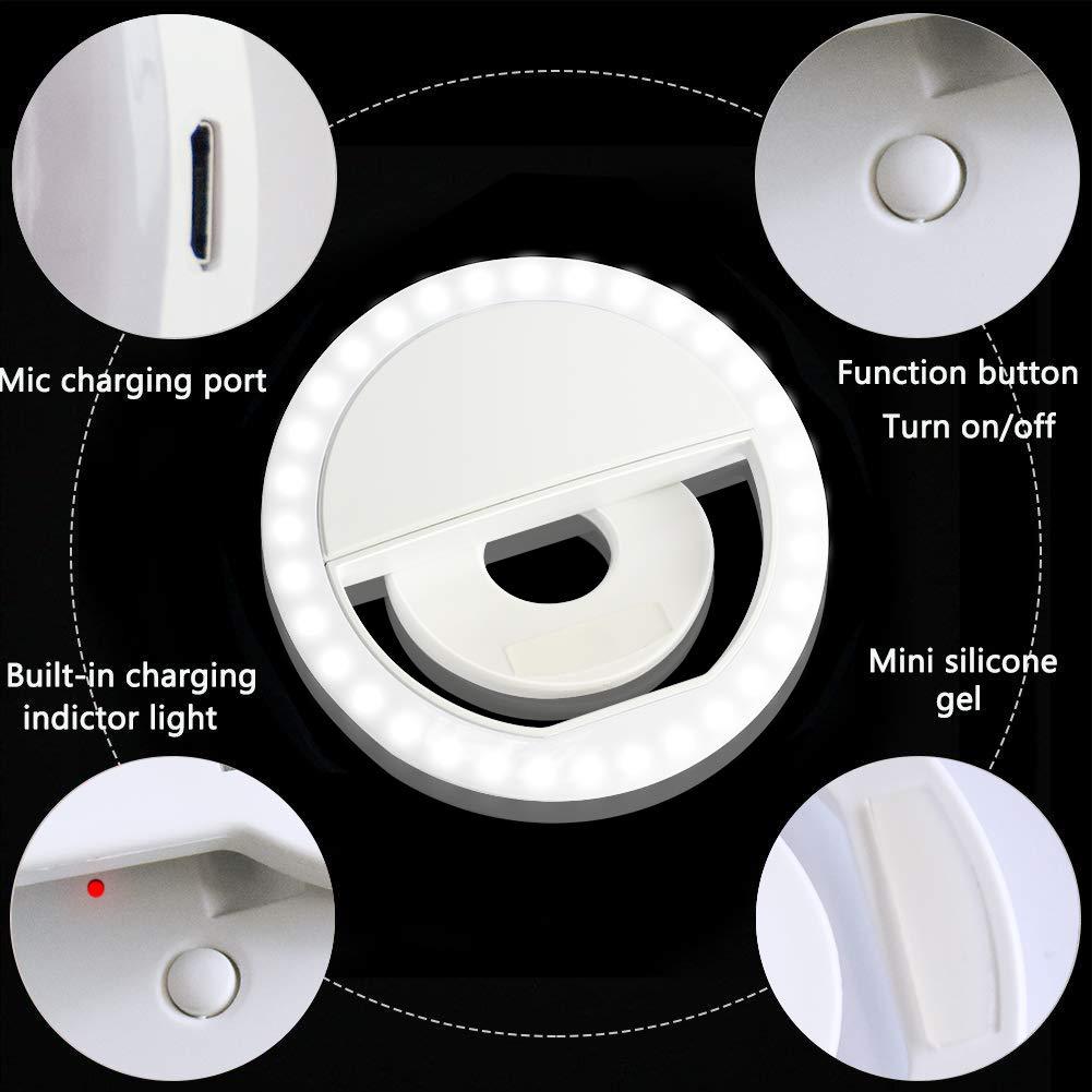 1Set Selfie Ring Light, Rechargeable Portable Clip-on Selfie Fill Light with 36 LED for Smart Phone Photography, Camera Video, Girl Makes up