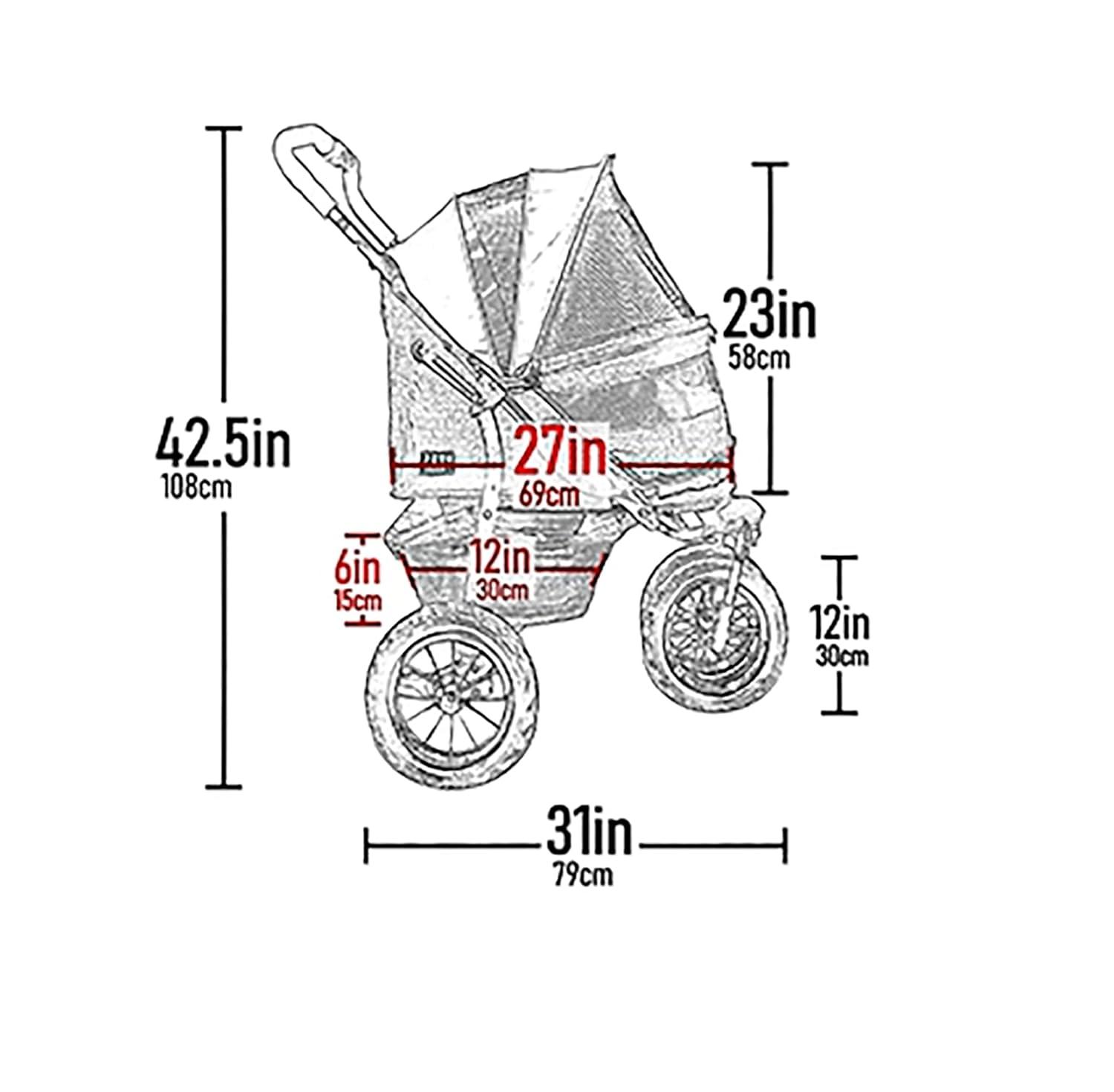 Ecru Double Pet Stroller with Gel-Filled Tires