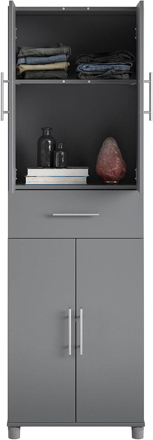 Graphite Gray Freestanding Storage Cabinet with Adjustable Shelves