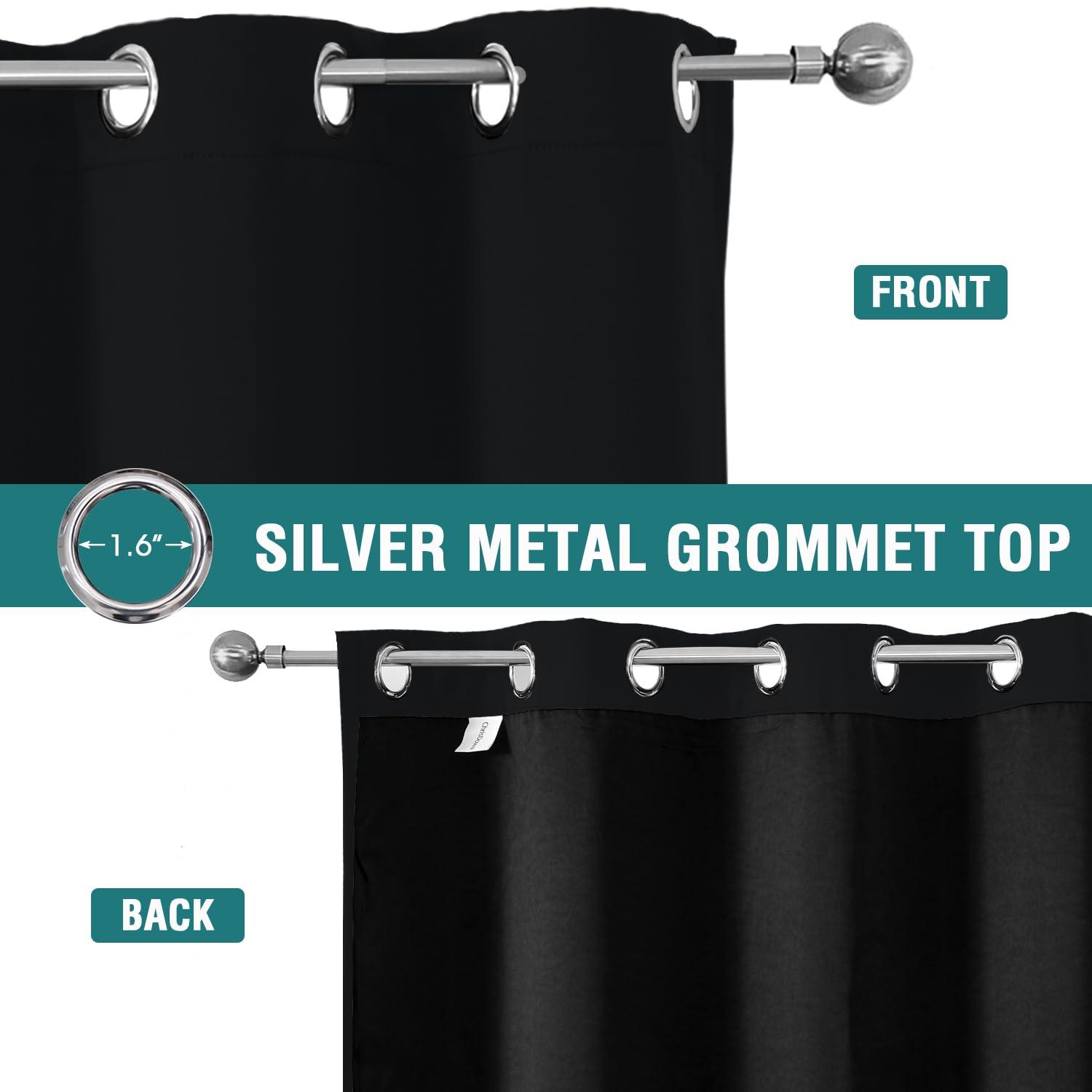 ChrisDowa Grommet Blackout Curtains for Bedroom and Living Room - 2 Panels Set Thermal Insulated Room Darkening Curtains (Black, 42 x 63 Inch)