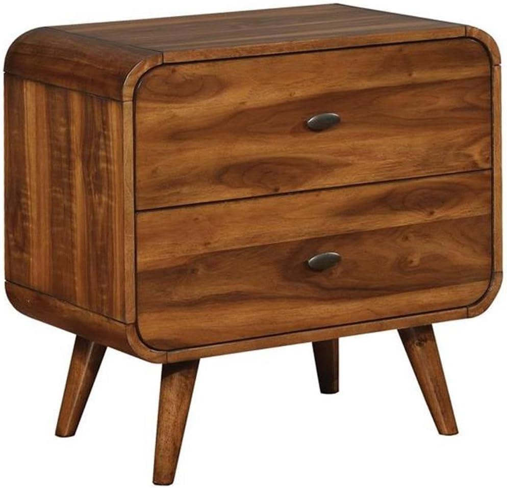 Robyn Dark Walnut 2-Drawer Mid-Century Modern Nightstand