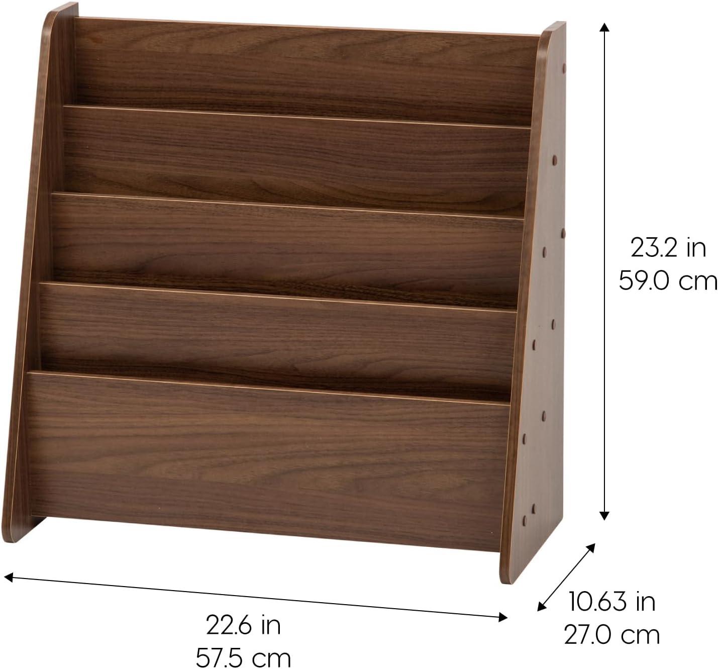 Freestanding Wide 4-Pocket Wooden Magazine & Book Rack