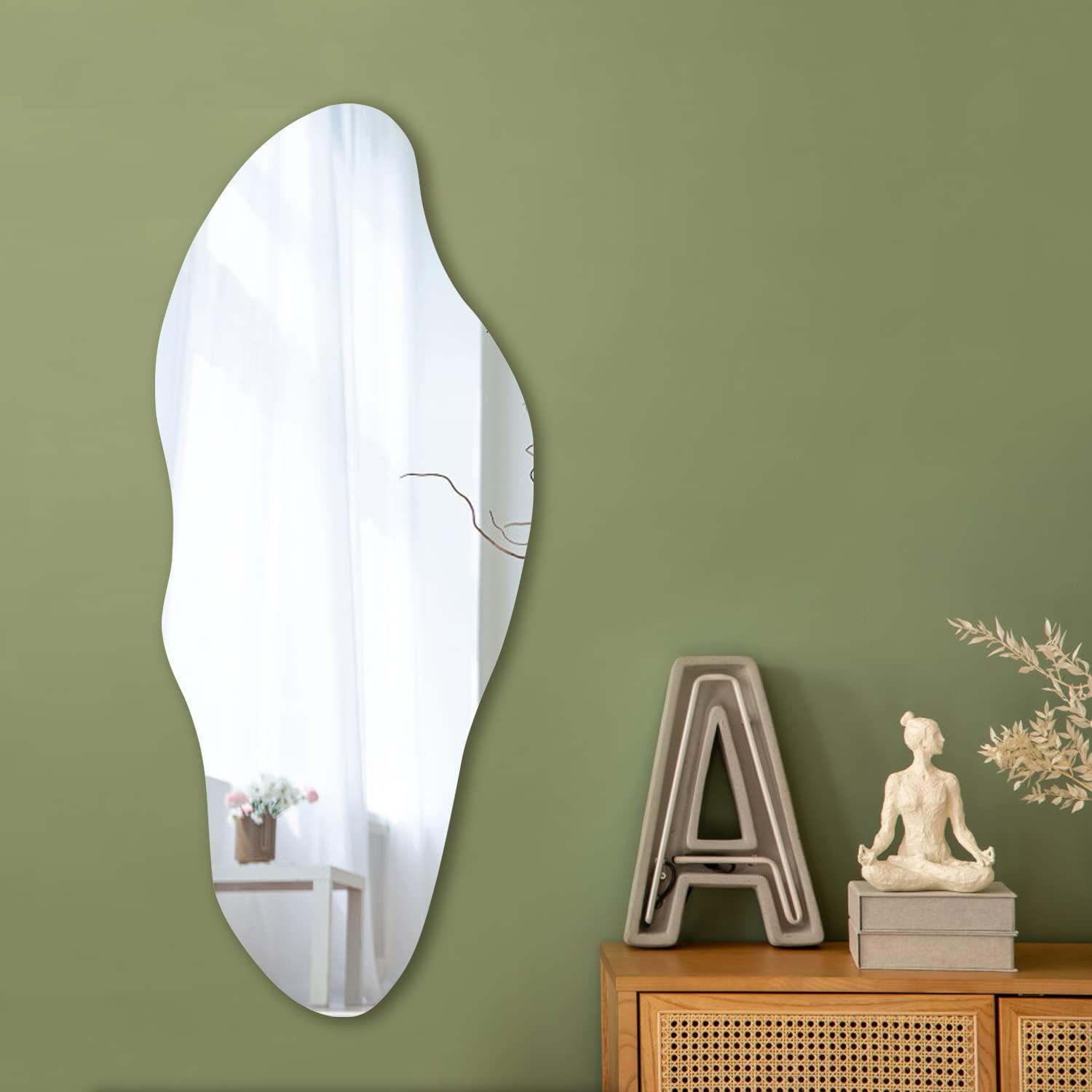 Ivy Bronx Irregular Wall Mirror, Asymmetrical Wall Mounted Mirror 19.6 X 47 Inch, Large Decorative Shaped Mirror For Living Room, Bedroom, Entryway, Lake Shape