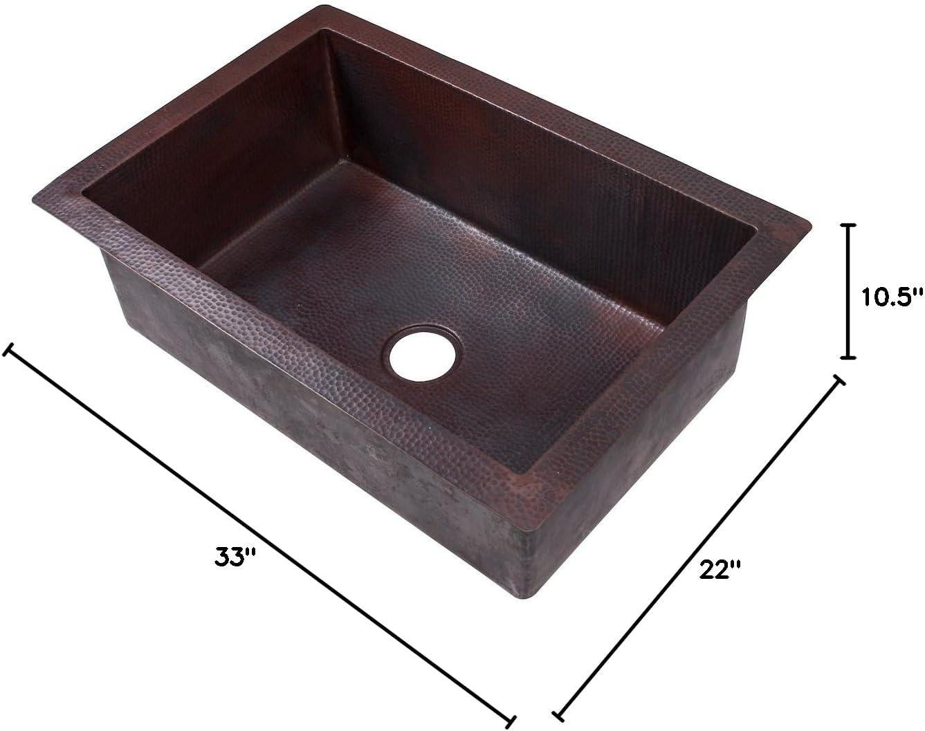 Guadalajara Antique Copper Drop-In Single Bowl Kitchen Sink