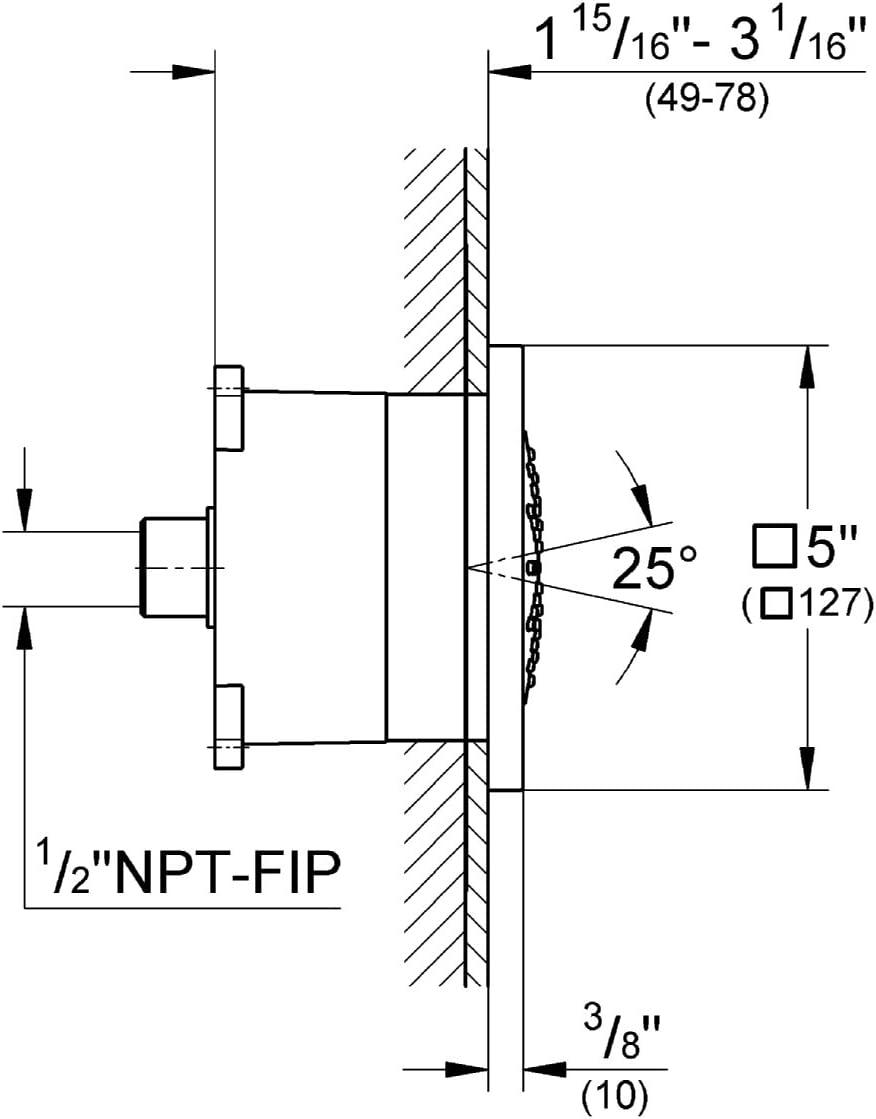 Grohe 5-Inch Chrome Modern Square Body Spray