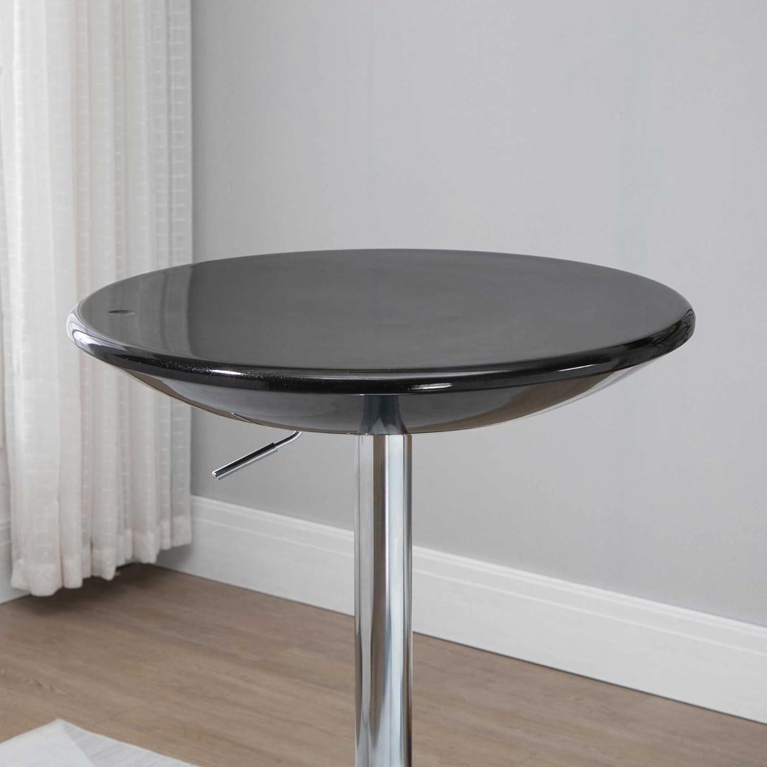 HOMCOM 24.5" Round Cocktail Bar Table Metal Base Tall Bistro Pub Desk Adjustable Counter Height Black Silver