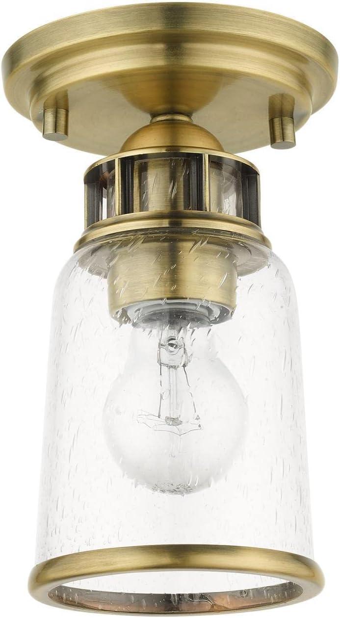 Livex Lighting Lawrenceville 1 - Light Flush Mount in  Antique Brass