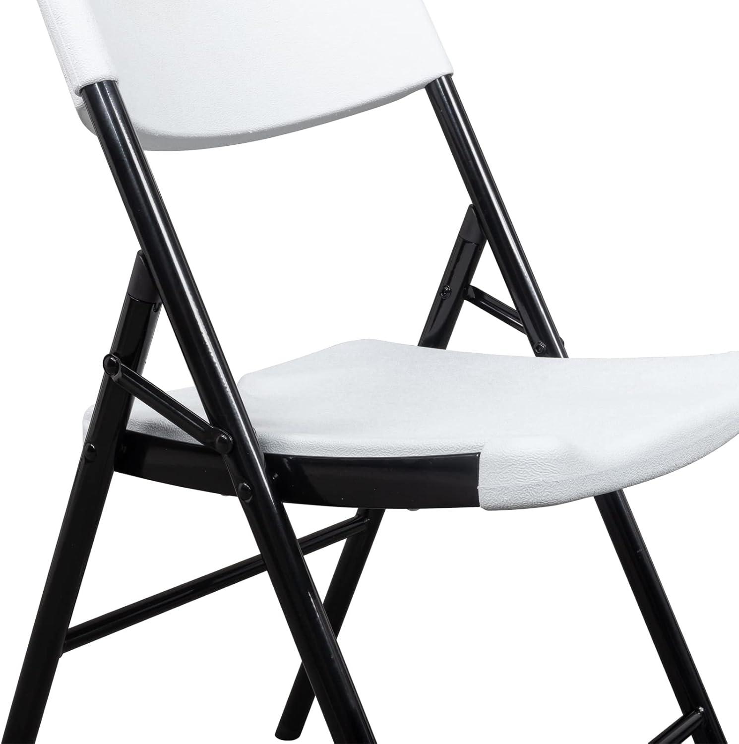 Set of 4 Black and White Plastic Folding Chairs