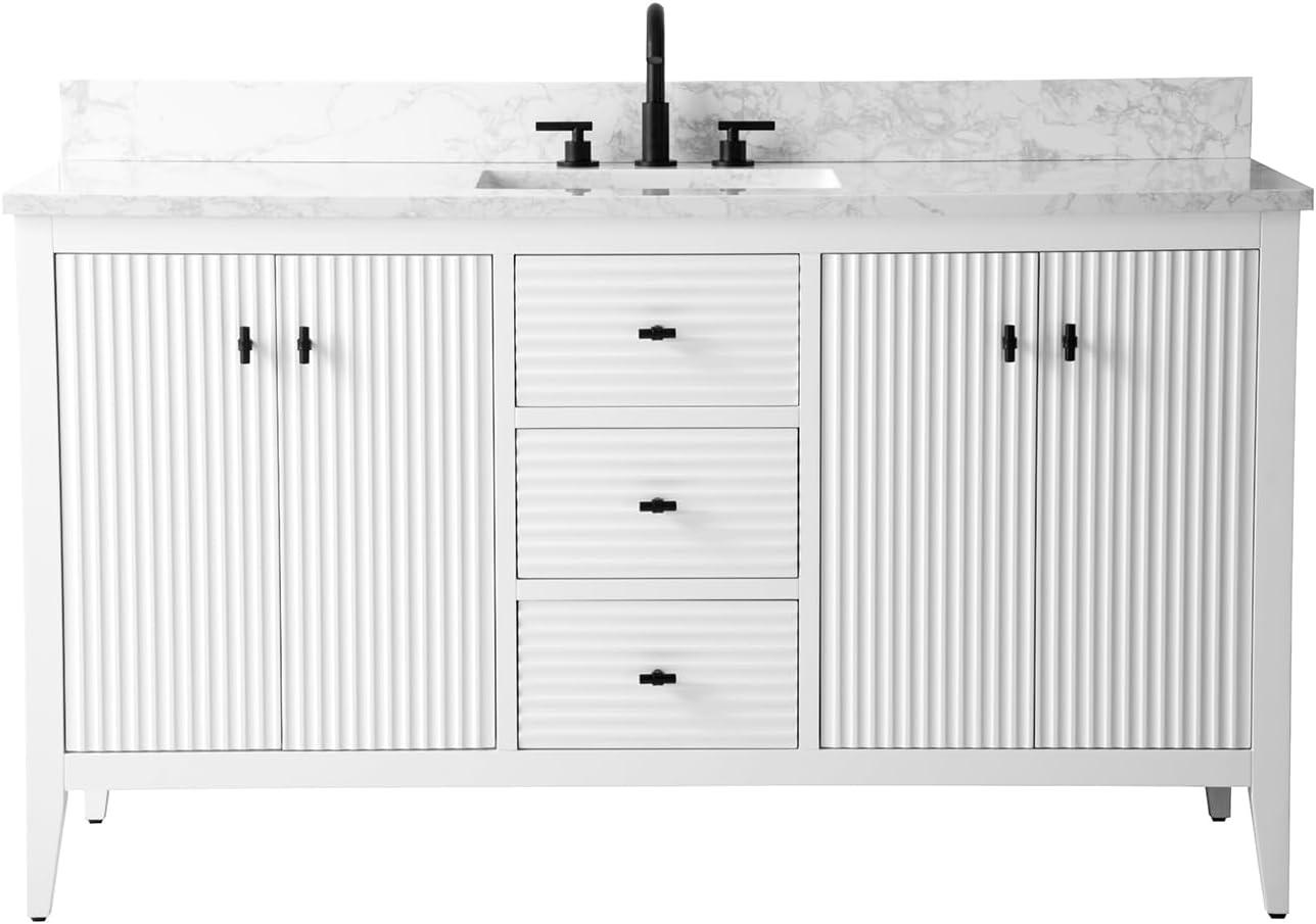 60'' Single Bathroom Vanity with Engineered Marble Top