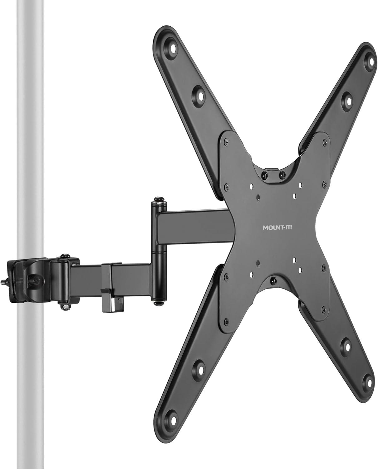 Mount-It! TV Pole Mount, Full Motion Bracket for TVs up to 55 in. | VESA Compatible | Articulating Arm w/ Clamp Mounting Base for Indoor & Outdoor Use