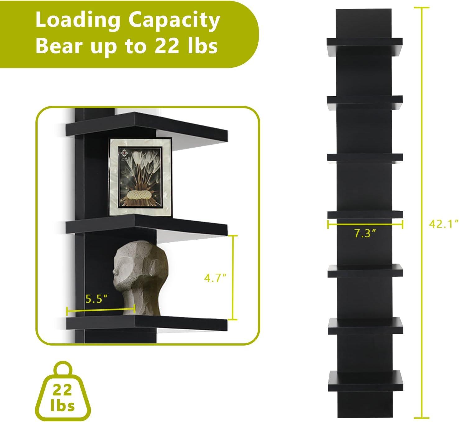 5 Tier Wall Shelf Unit, Brown Wall Shelf, Multifunctional Display Floating Shelf, Bedroom and Home Decor Organizer