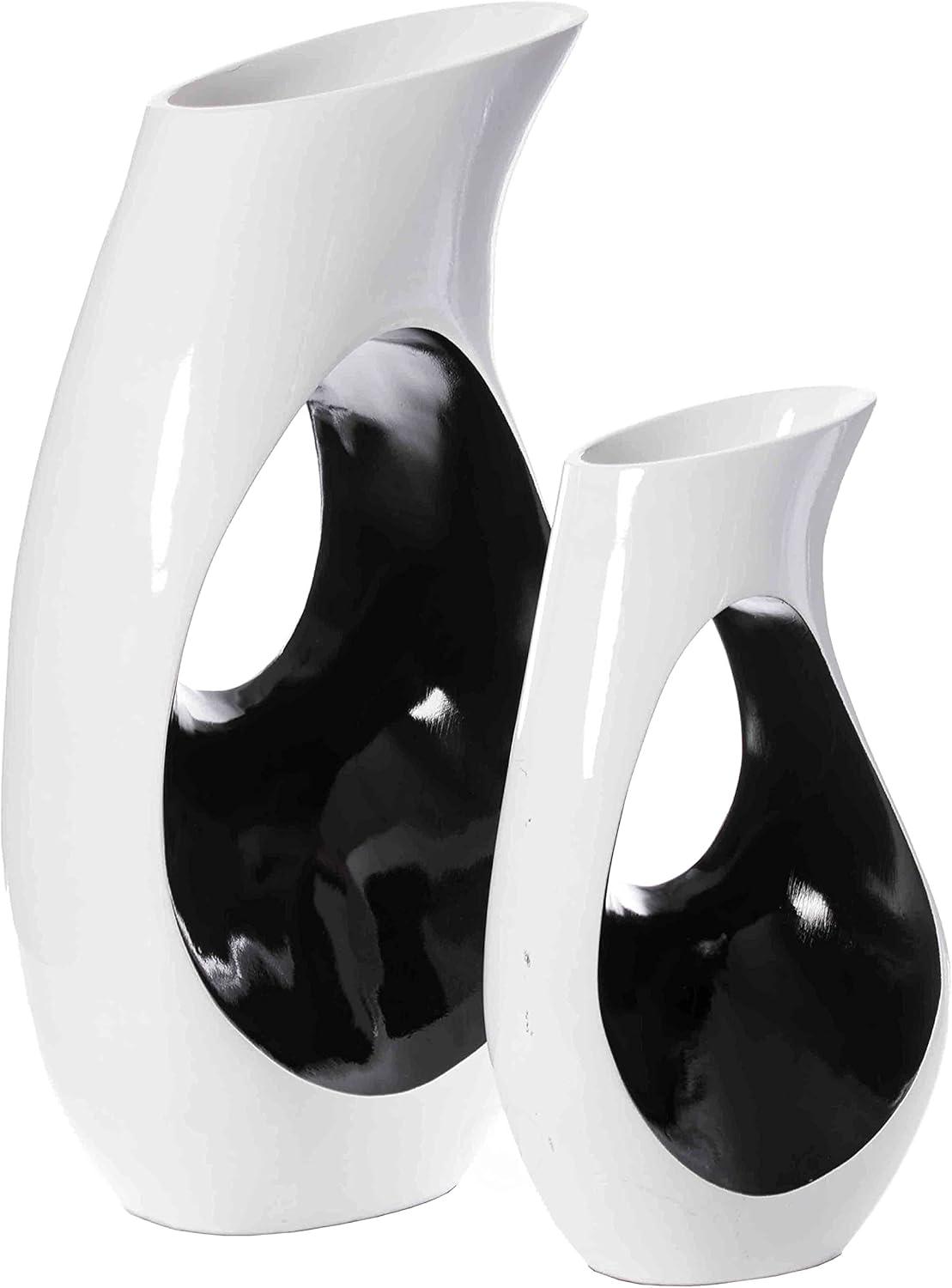 Uniquewise Tall Modern floor vase, White Unique Trumpet Floor Vase, Interior Decoration 24" Tall
