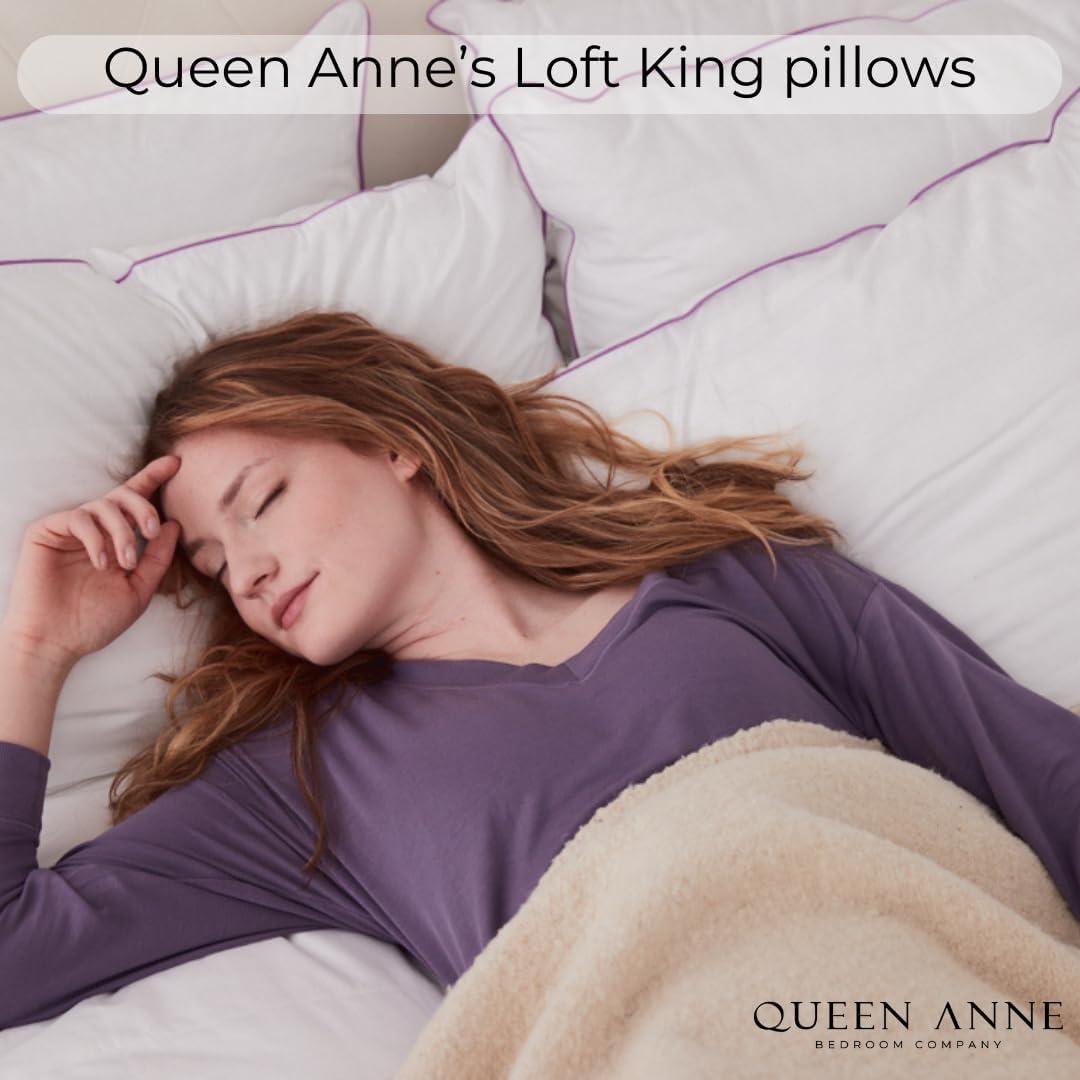Extra Firm Bed Pillow - The LoftKing by Queen Anne Pillow - High Loft - Superior Luxury Meets Superior Support (King Size)