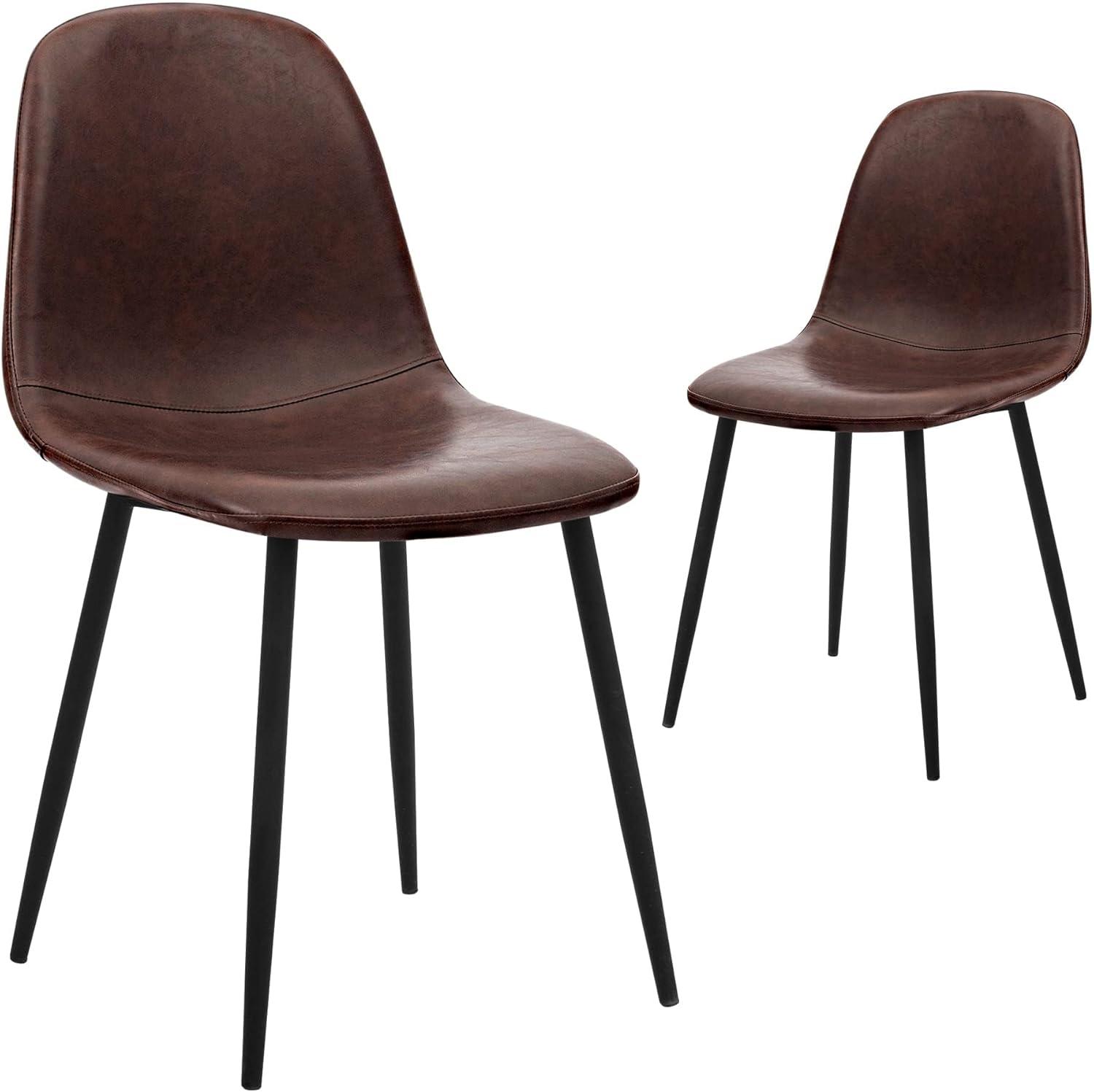 Connor Dark Brown Faux Leather Upholstered Side Chair Set