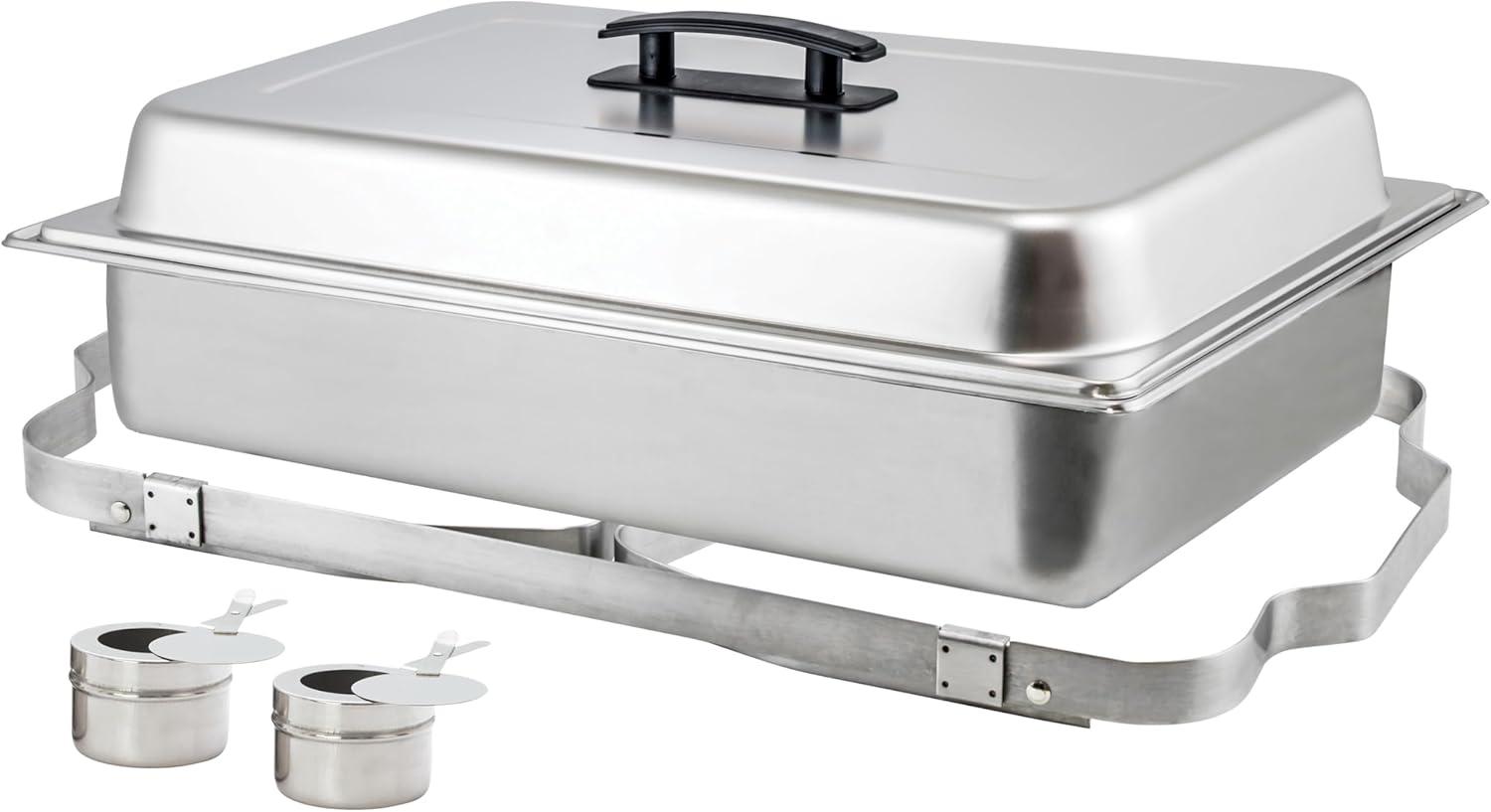 Full-Size Silver Stainless Steel Catering Chafer with Plastic Handle
