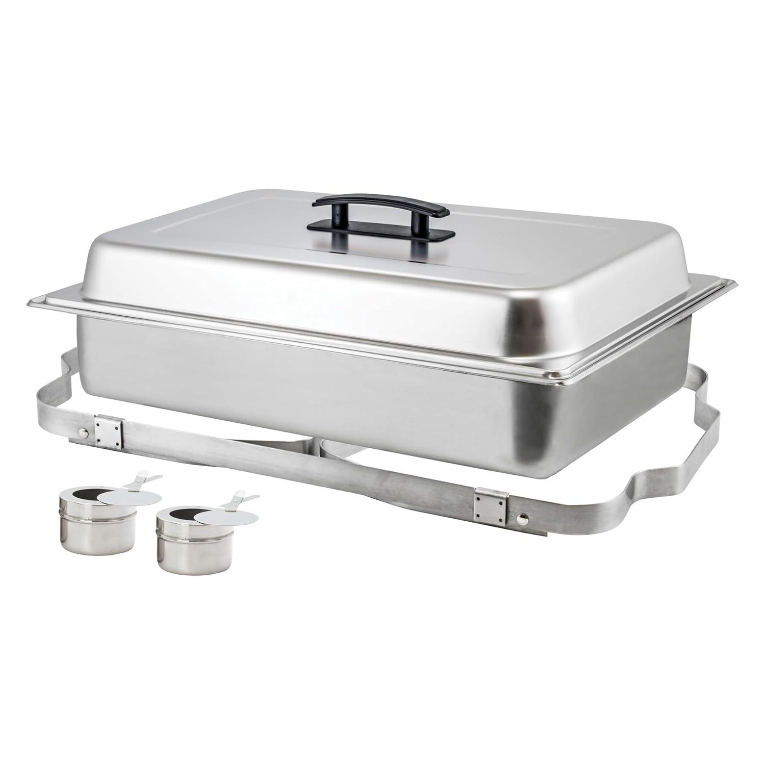 Full-Size Silver Stainless Steel Catering Chafer with Plastic Handle