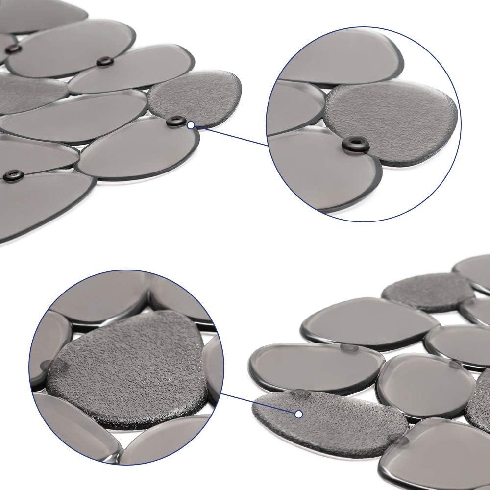 Yolife Pebble Sink Mats for Stainless & Porcelain Sinks, PVC Saddle Protectors - Dish & Glassware Guard (Grey, 2 Pack)