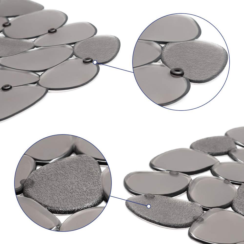 Yolife Pebble Sink Mats for Stainless & Porcelain Sinks, PVC Saddle Protectors - Dish & Glassware Guard (Grey, 2 Pack)