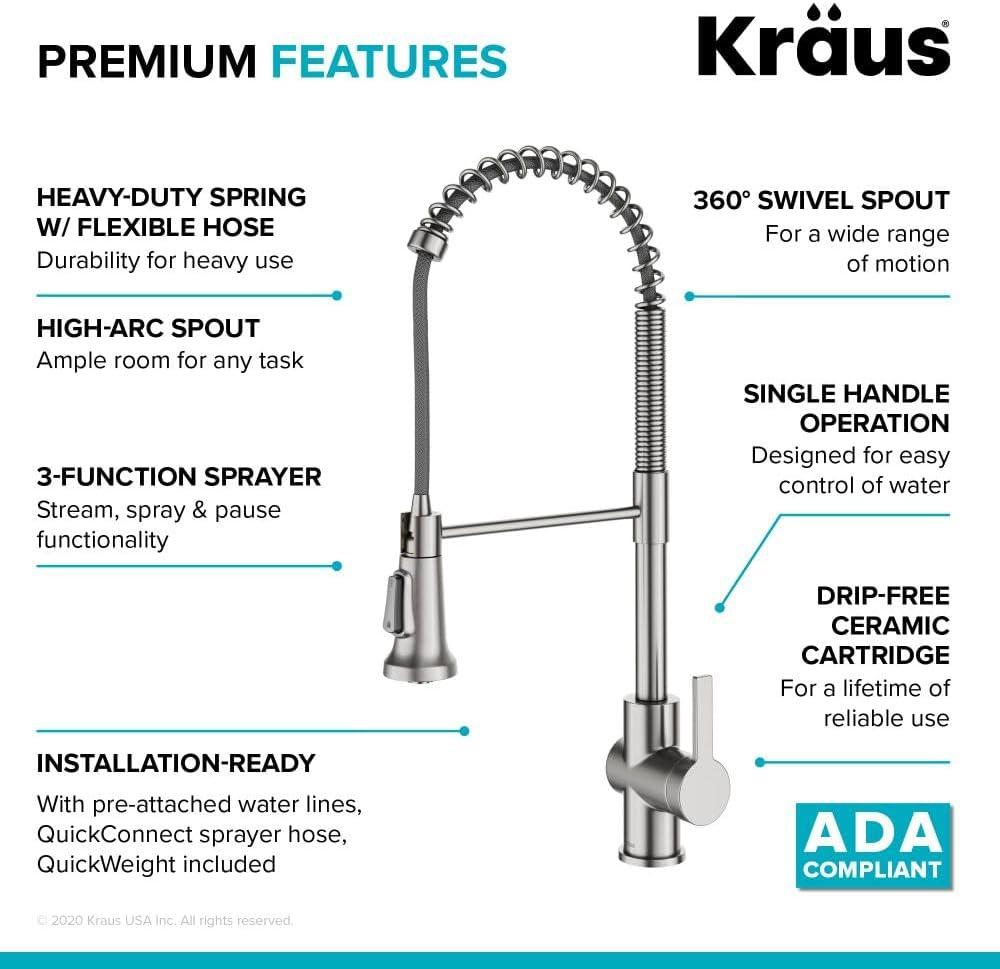 KRAUS Britt Commercial Style Single Handle Pull Down Kitchen Faucet