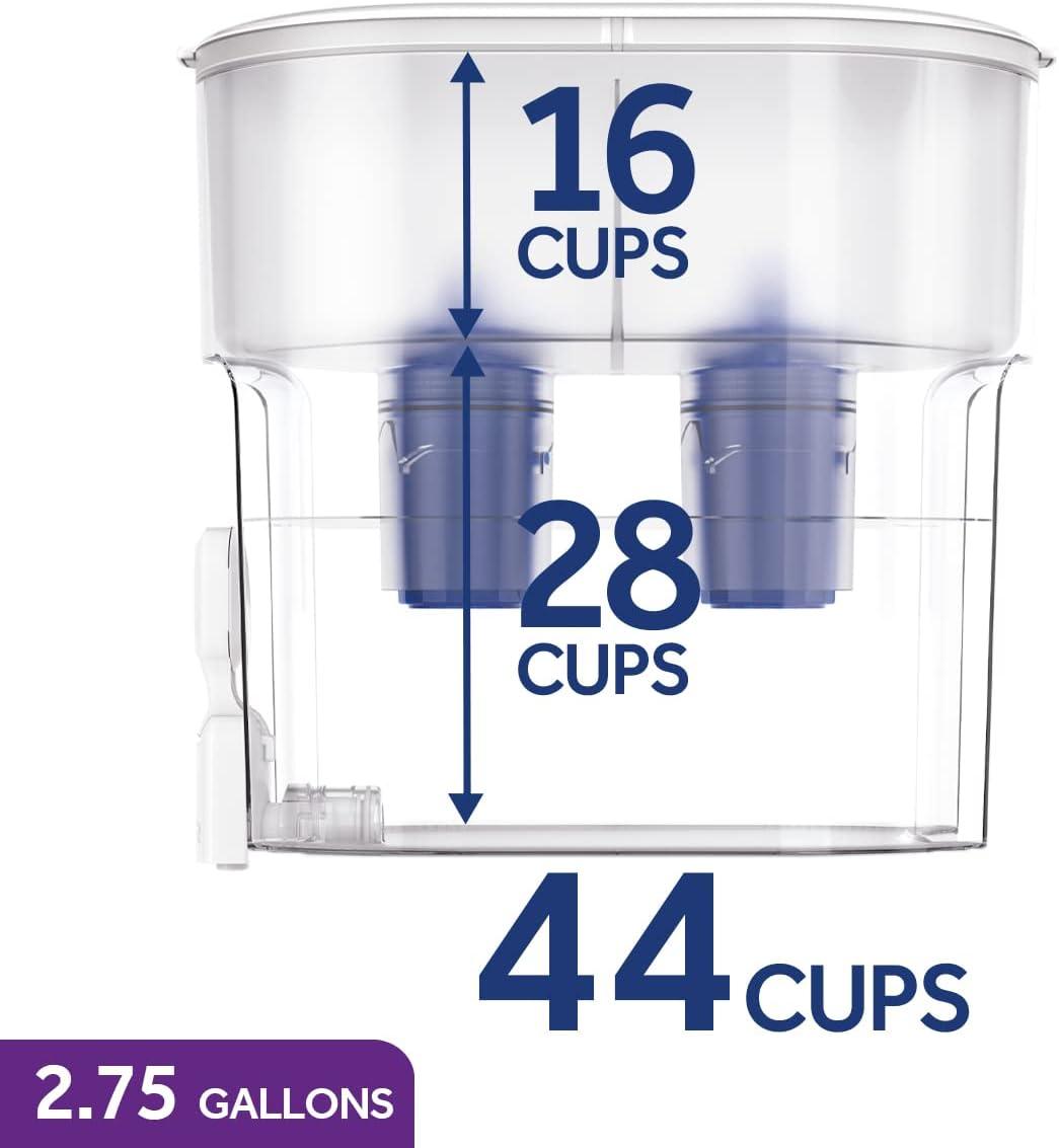 PUR 44 Cup XL Dispenser Filtration System with 2 Filters, W 12.5" x H 17" x L 7.7", White, PDI4000Z