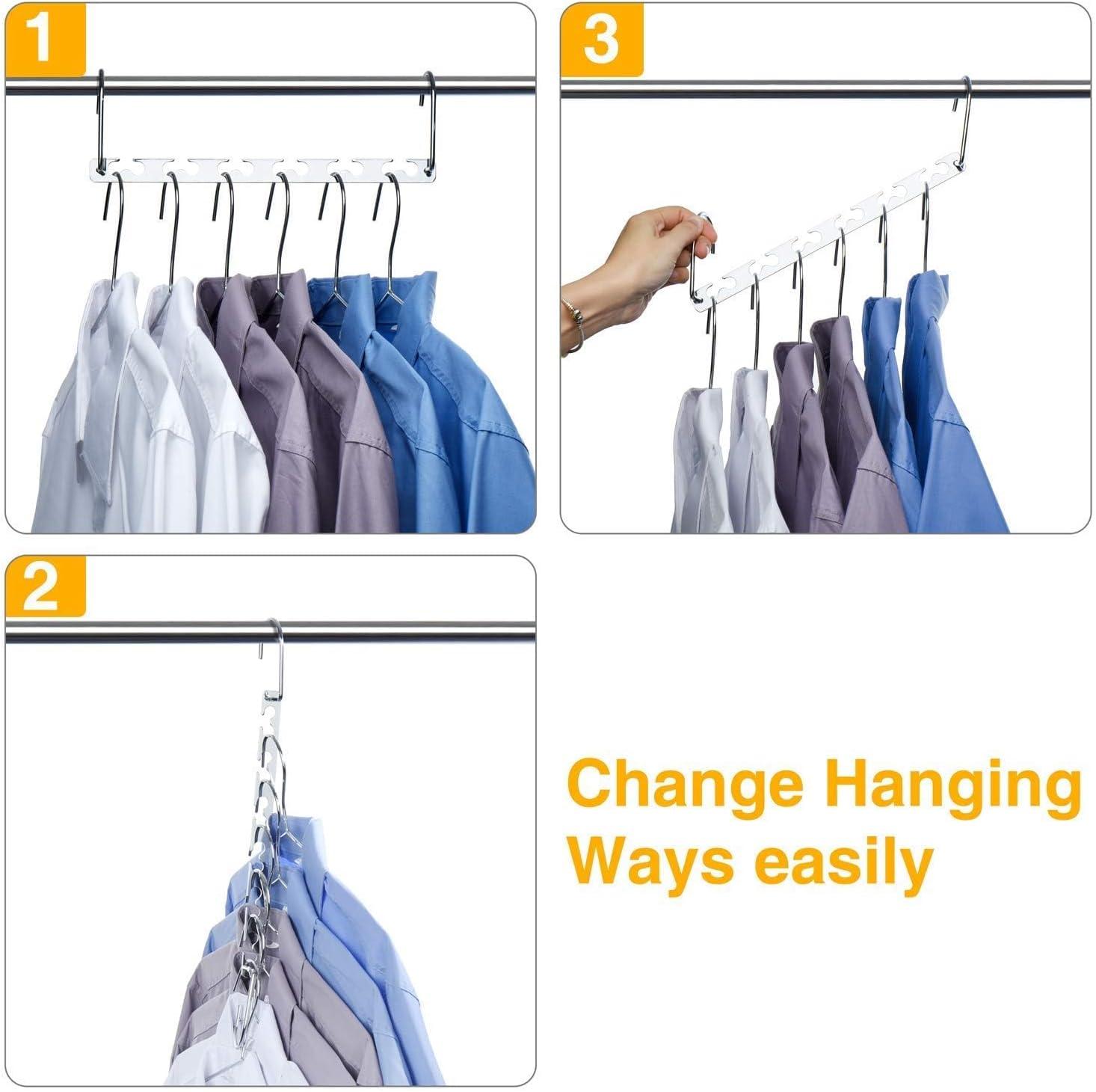 Stainless Steel Space Saving Multi Hanger Organizer, 6 Pack