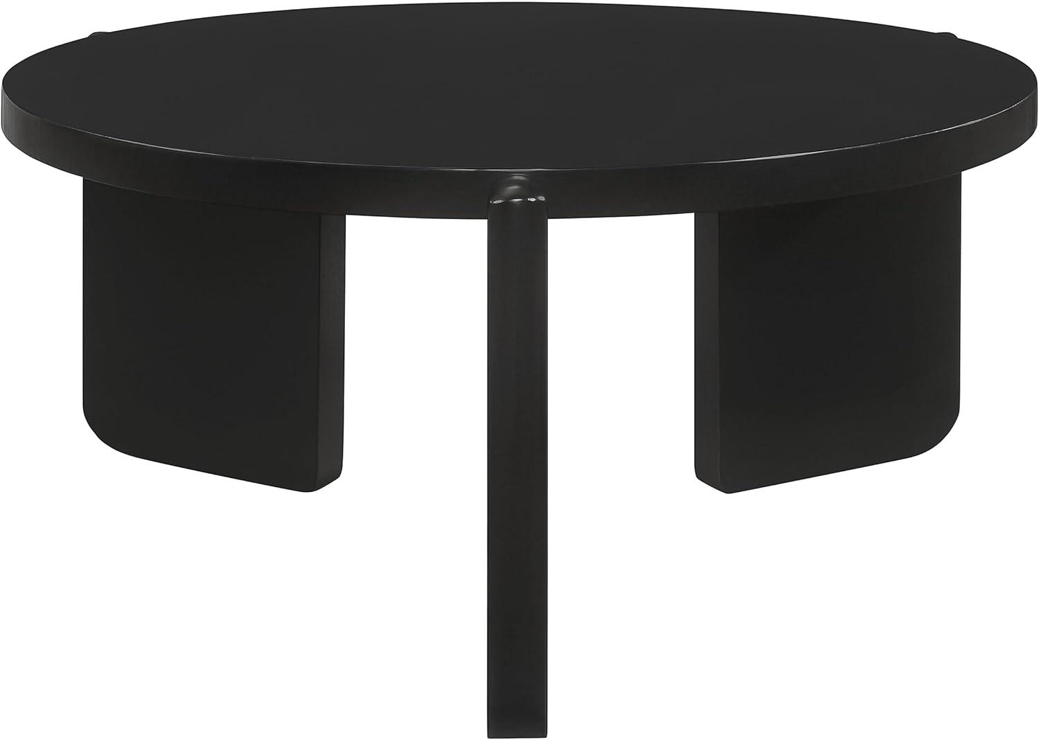 Coaster Cordova Modern Round Solid Wood 3 Legs Coffee Table in Black