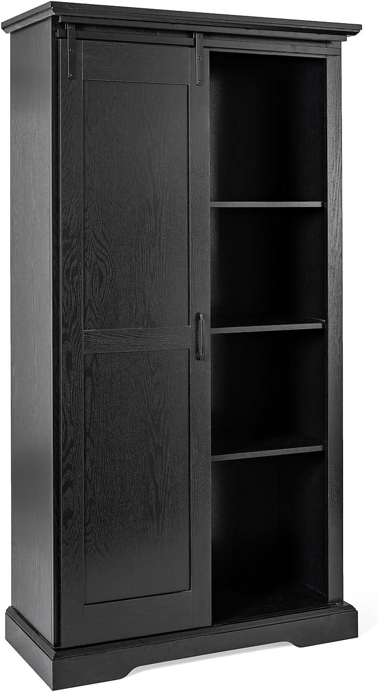 Flash Furniture Harrison Rustic Farmhouse Storage Cabinet Bookcase with Sliding Barn Door and Adjustable Shelves