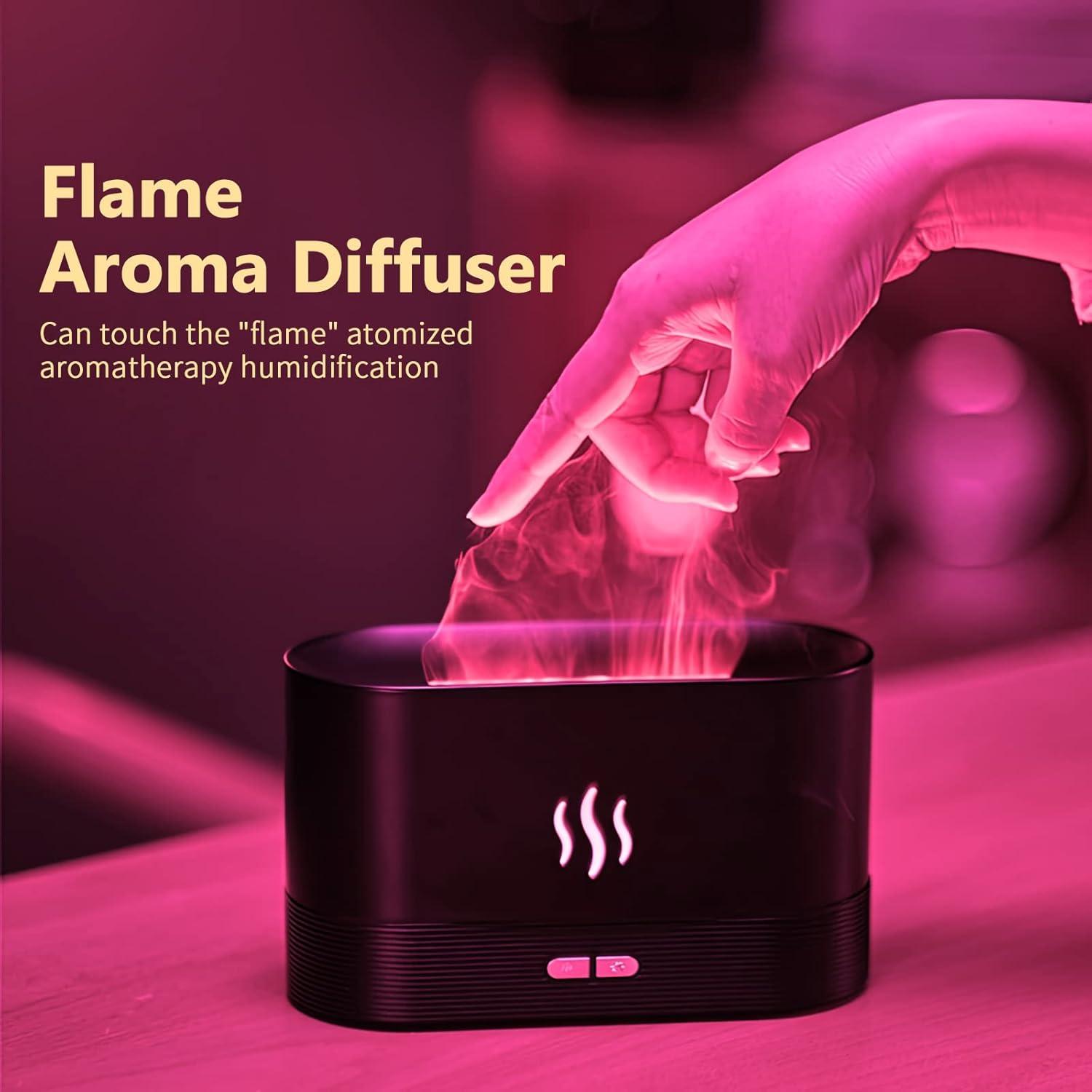 180ml Flame Air Humidifier Essential Oil Diffuser, TSV 3D USB 7 Color Light Aroma Diffuser for Home, Office, Spa, Gym