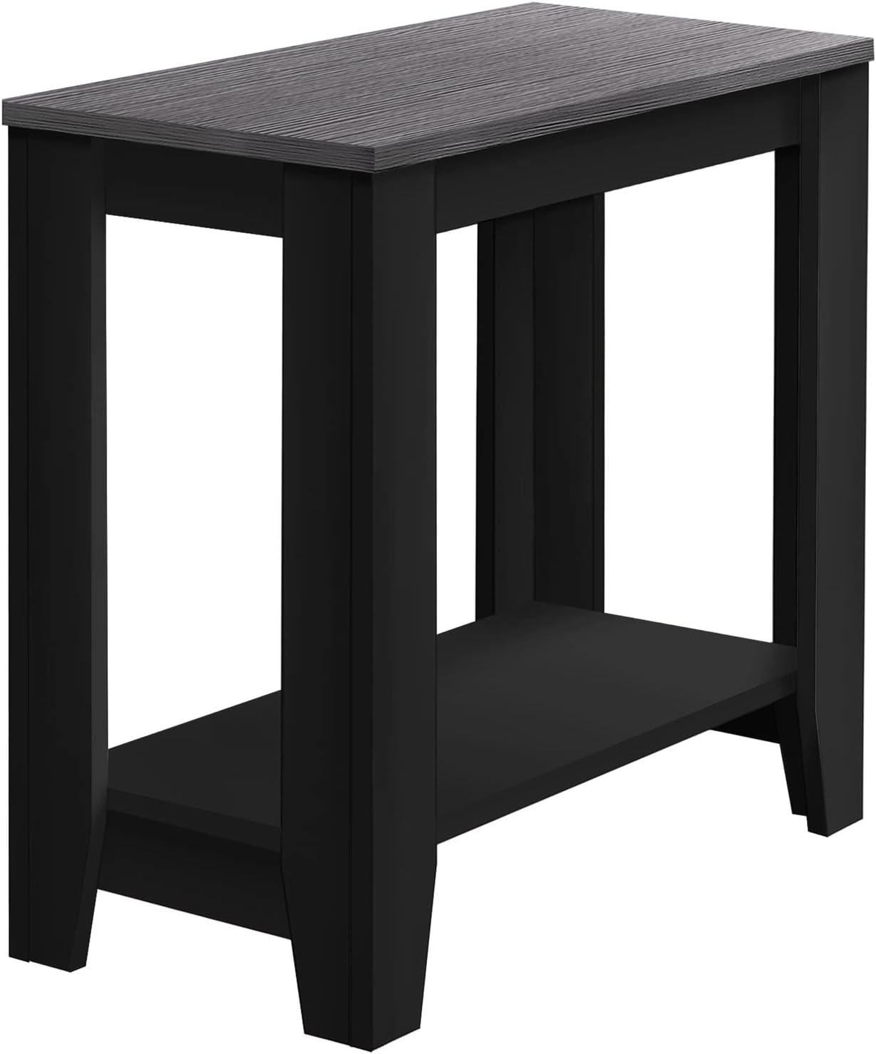 Chic Two-Tone Black and Gray Wood Grain Rectangular Side Table