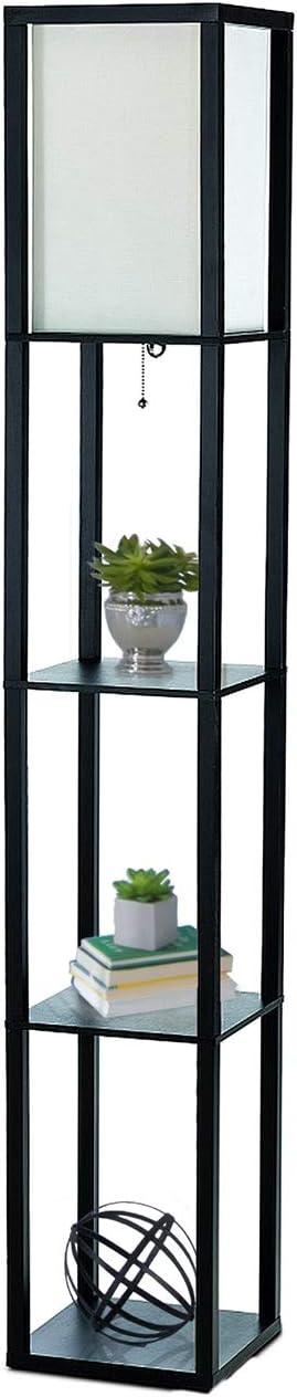 Simple Designs 62.5" Three Shelf Etagere Organizer Storage Floor Lamp